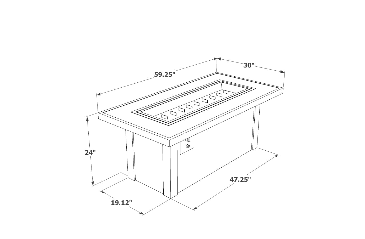 The Outdoor Great Room Fire Features The Outdoor GreatRoom Monte Carlo Linear Gas Fire Pit Table / MCR-1242-BLK-K
