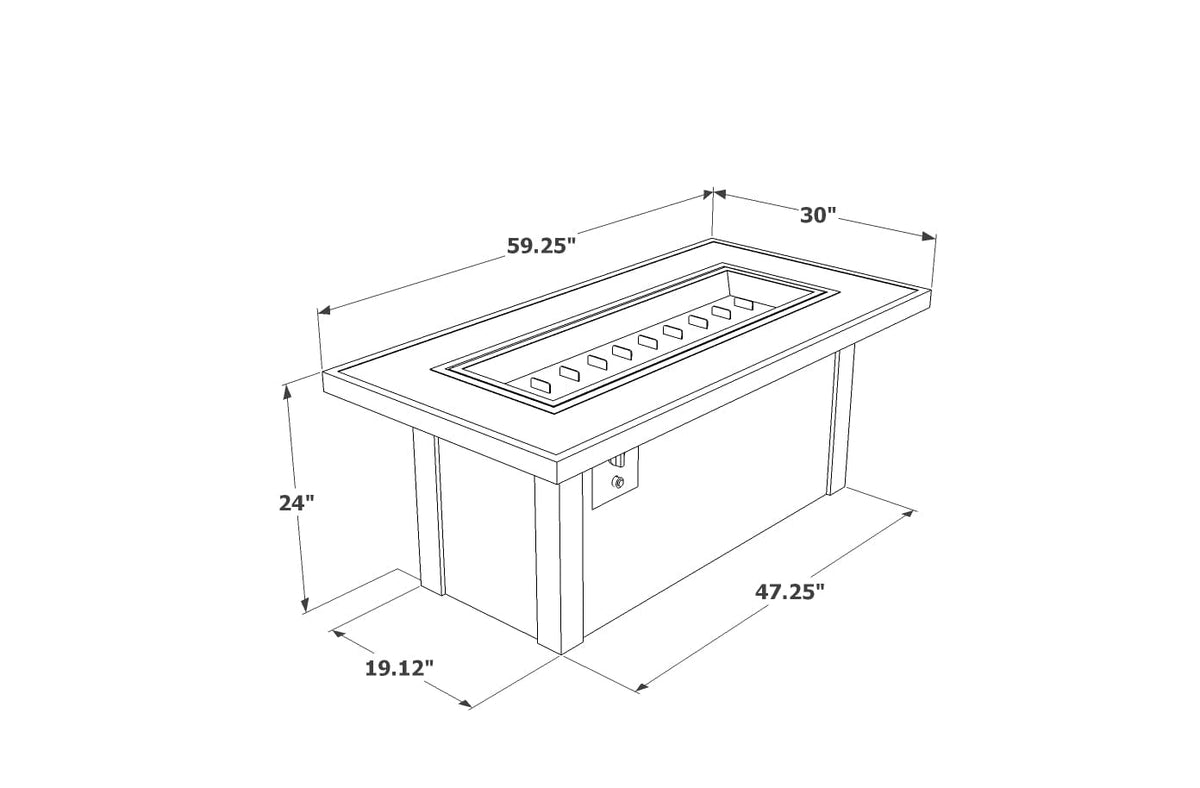 The Outdoor Great Room Fire Features The Outdoor GreatRoom Monte Carlo Linear Gas Fire Pit Table / MCR-1242-BLK-K
