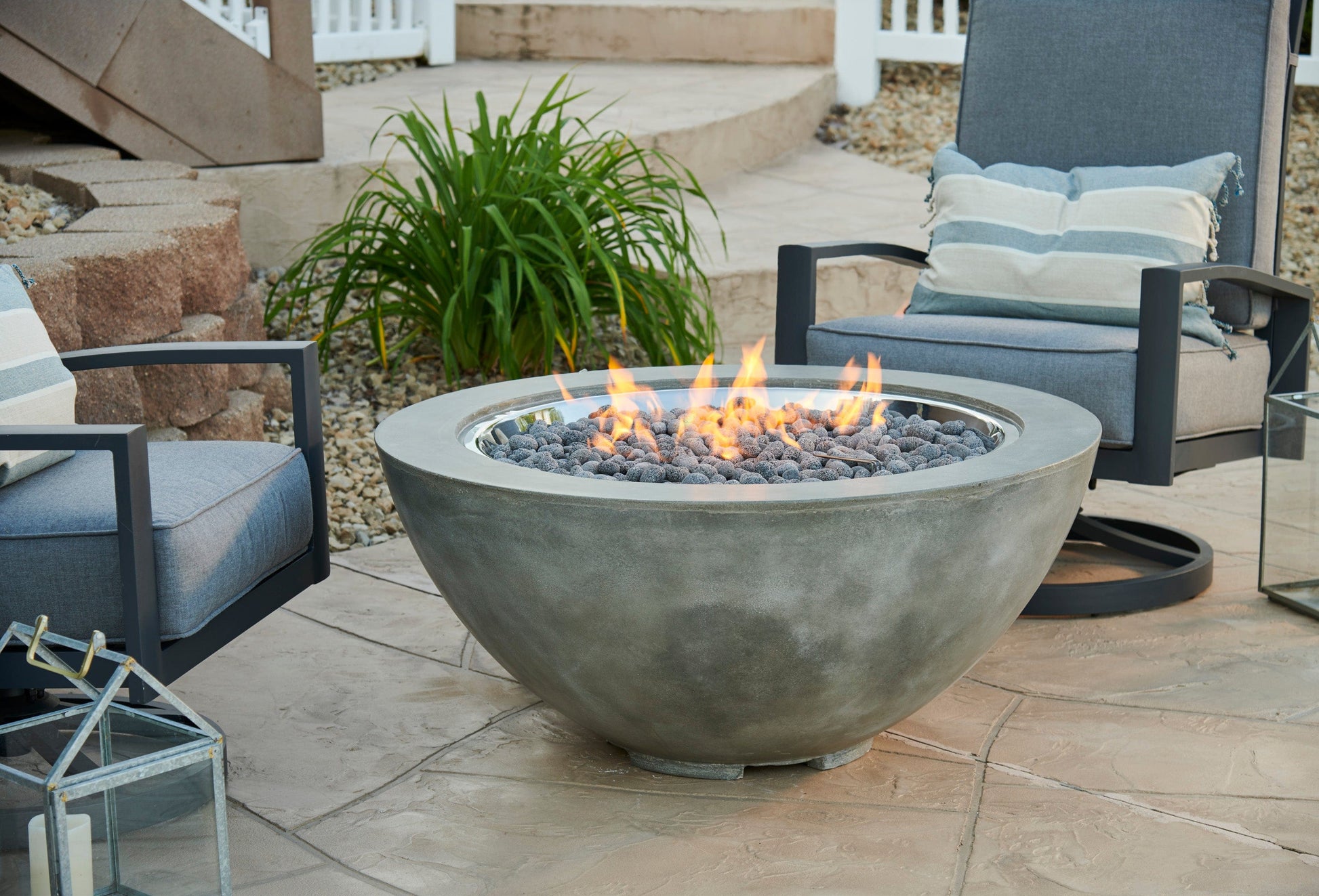 The Outdoor Great Room Fire Features The Outdoor GreatRoom Natural Grey, White, or Midnight Mist Supercas Cove 42" Round Gas Fire Pit Bowl / CV-30, CV-30MM, CV-30WT