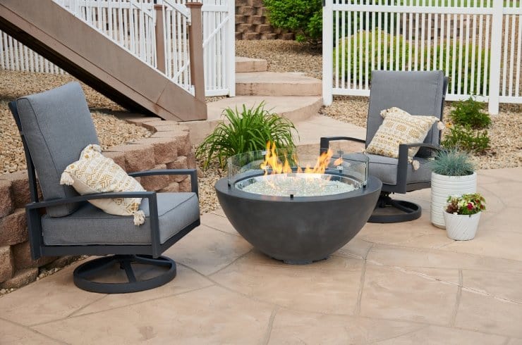 The Outdoor Great Room Fire Features The Outdoor GreatRoom Natural Grey, White, or Midnight Mist Supercas Cove 42" Round Gas Fire Pit Bowl / CV-30, CV-30MM, CV-30WT