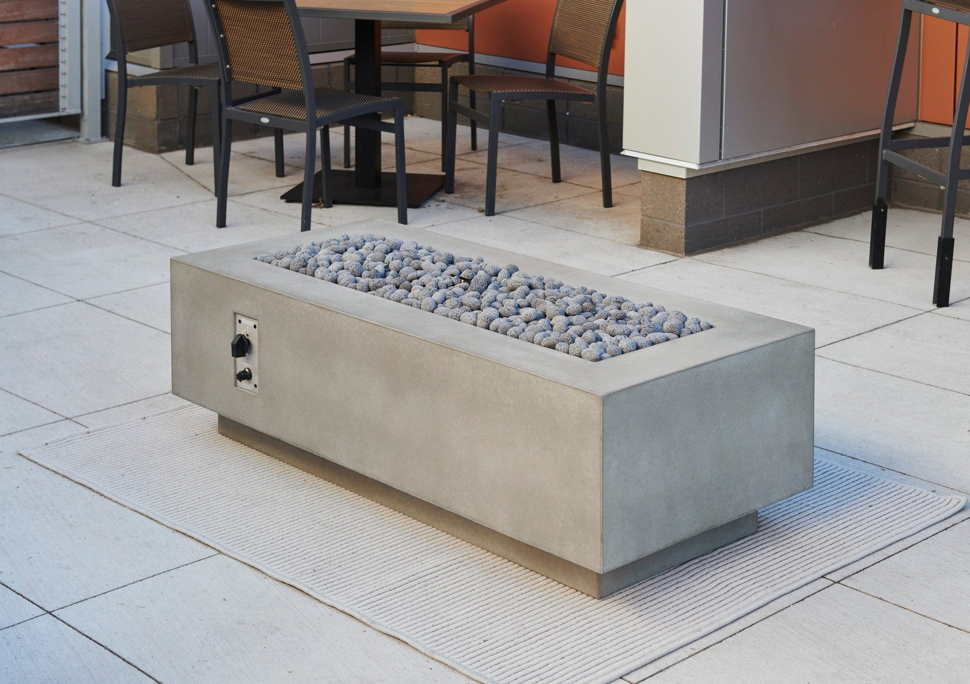 The Outdoor Great Room Fire Features The Outdoor GreatRoom Natural Grey, White, or Midnight Mist Supercast Cove 54" Linear Gas Fire Pit Table / CV-54, CV-54MM, CV-54WT