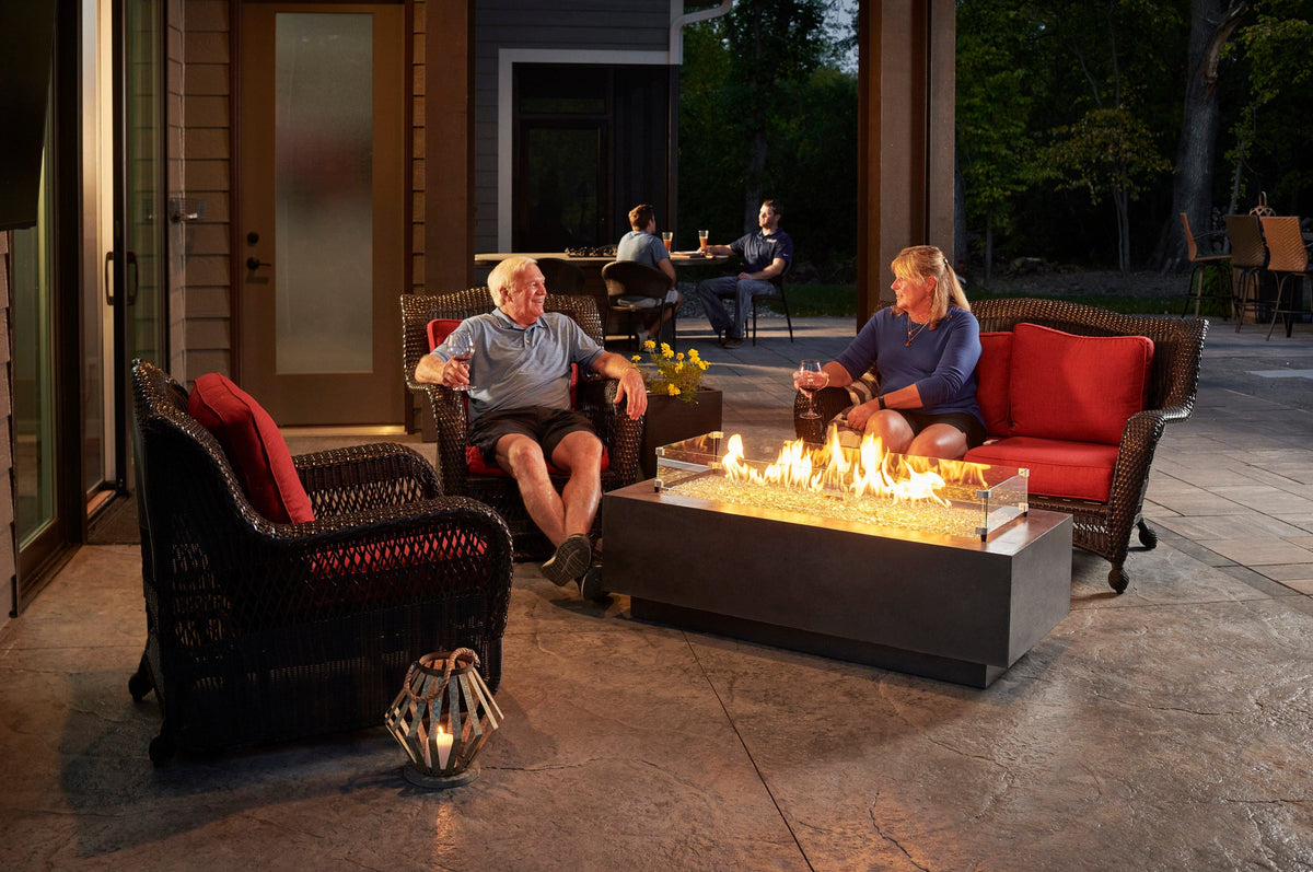 The Outdoor Great Room Fire Features The Outdoor GreatRoom Natural Grey, White, or Midnight Mist Supercast Cove 54&quot; Linear Gas Fire Pit Table / CV-54, CV-54MM, CV-54WT