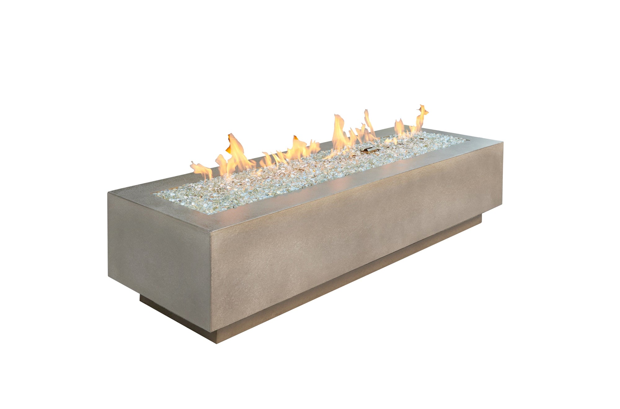 The Outdoor Great Room Fire Features The Outdoor GreatRoom Natural Grey, White, or Midnight Mist Supercast Cove 72" Linear Gas Fire Pit Table / CV-72, CV-72MM, CV-72WT