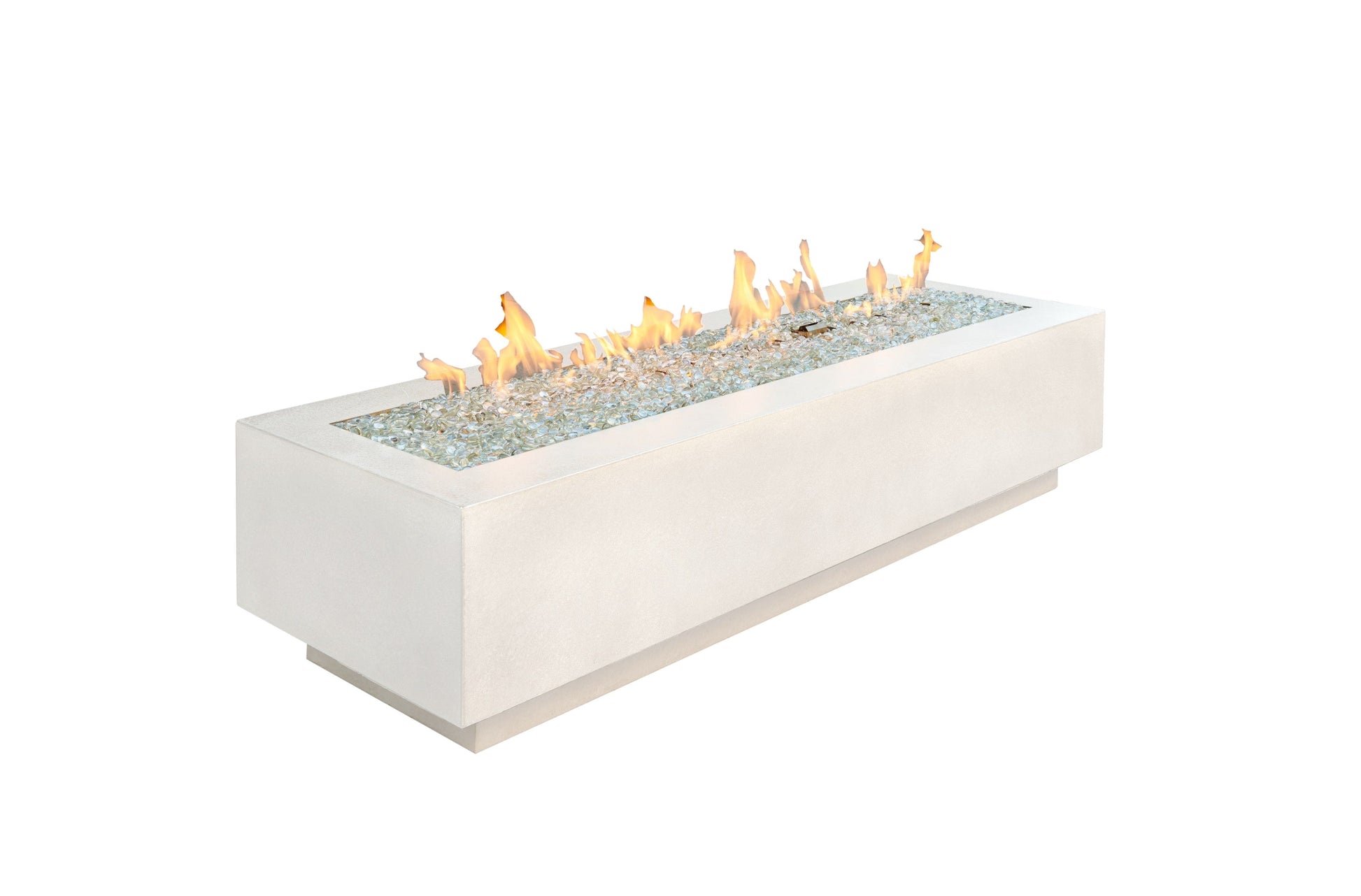 The Outdoor Great Room Fire Features The Outdoor GreatRoom Natural Grey, White, or Midnight Mist Supercast Cove 72" Linear Gas Fire Pit Table / CV-72, CV-72MM, CV-72WT