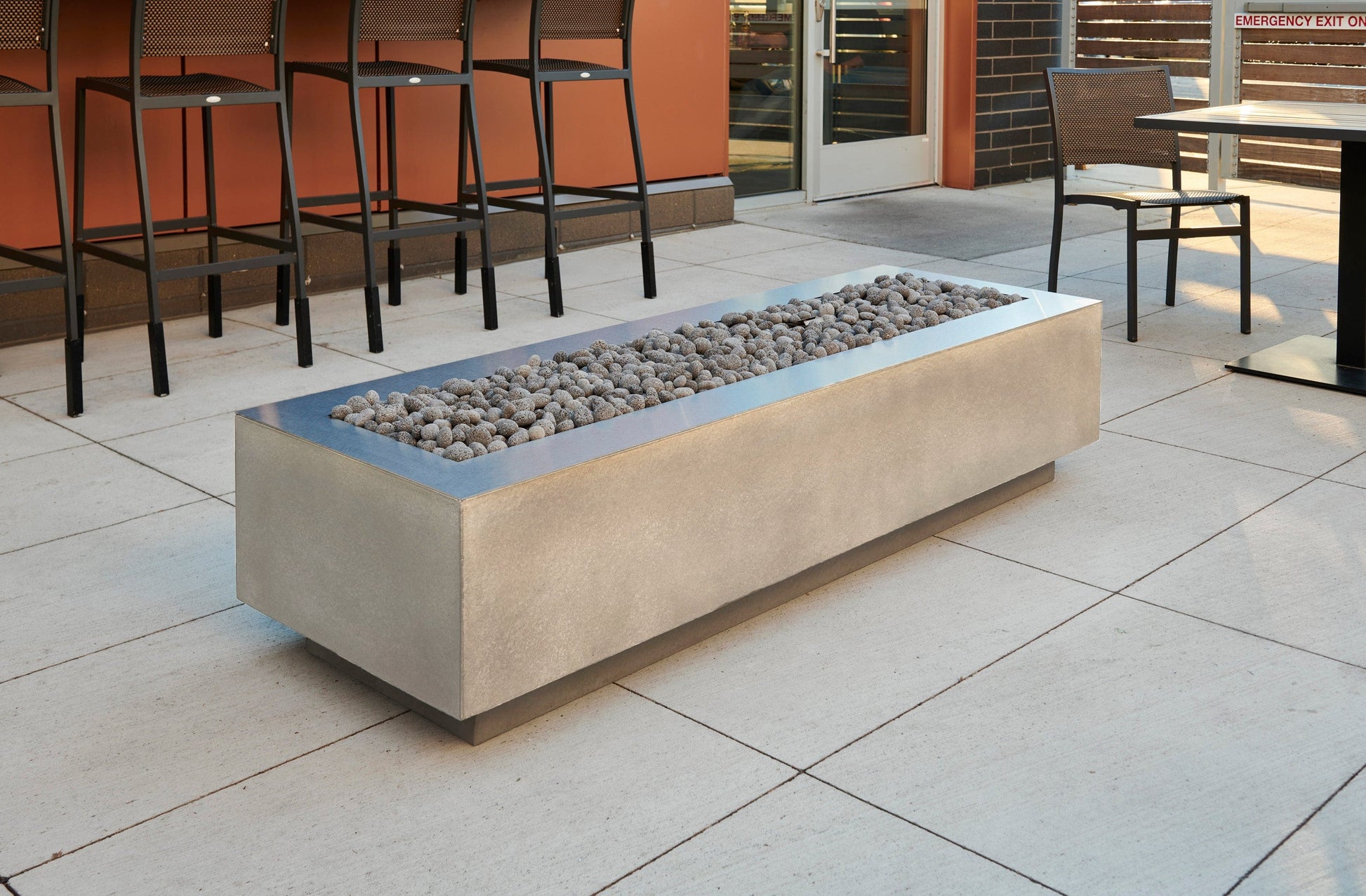 The Outdoor Great Room Fire Features The Outdoor GreatRoom Natural Grey, White, or Midnight Mist Supercast Cove 72" Linear Gas Fire Pit Table / CV-72, CV-72MM, CV-72WT