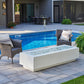 The Outdoor Great Room Fire Features The Outdoor GreatRoom Natural Grey, White, or Midnight Mist Supercast Cove 72" Linear Gas Fire Pit Table / CV-72, CV-72MM, CV-72WT