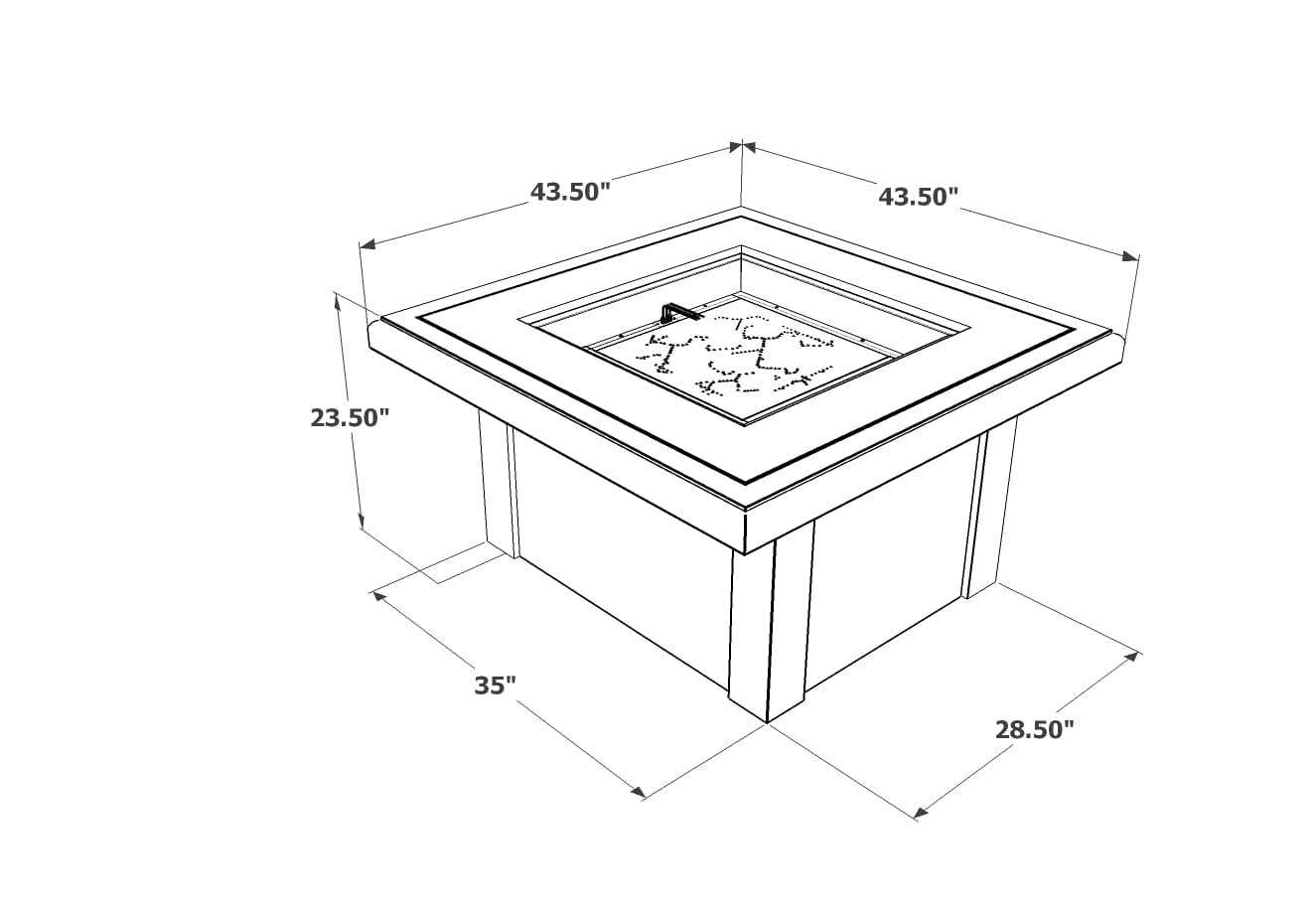 The Outdoor Great Room Fire Features The Outdoor GreatRoom Sierra Square Gas Fire Pit Table / SIERRA-2424