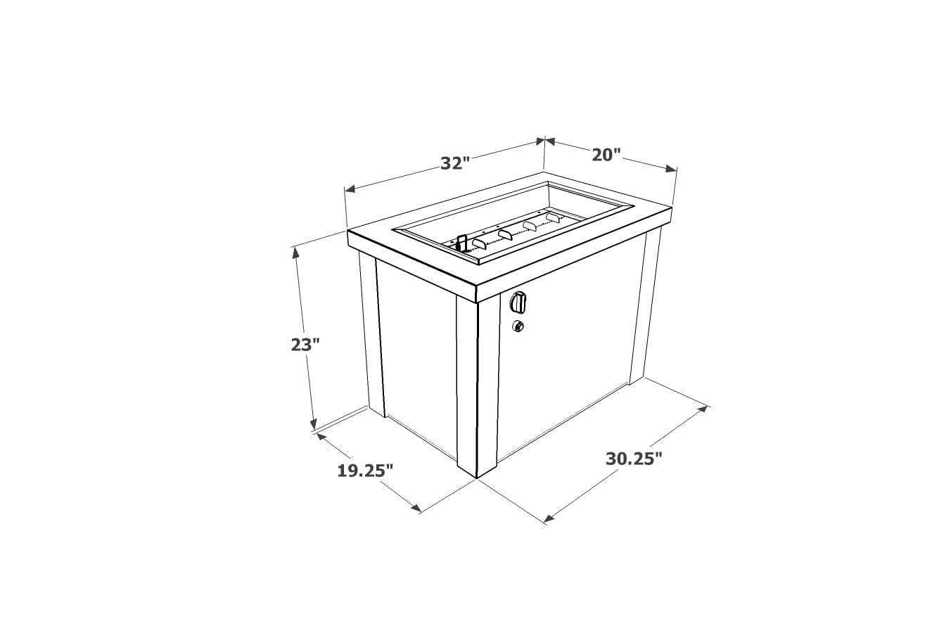 The Outdoor Great Room Fire Features The Outdoor GreatRoom Stainless Steel Providence Rectangular Gas Fire Pit Table / PROV-1224-SS