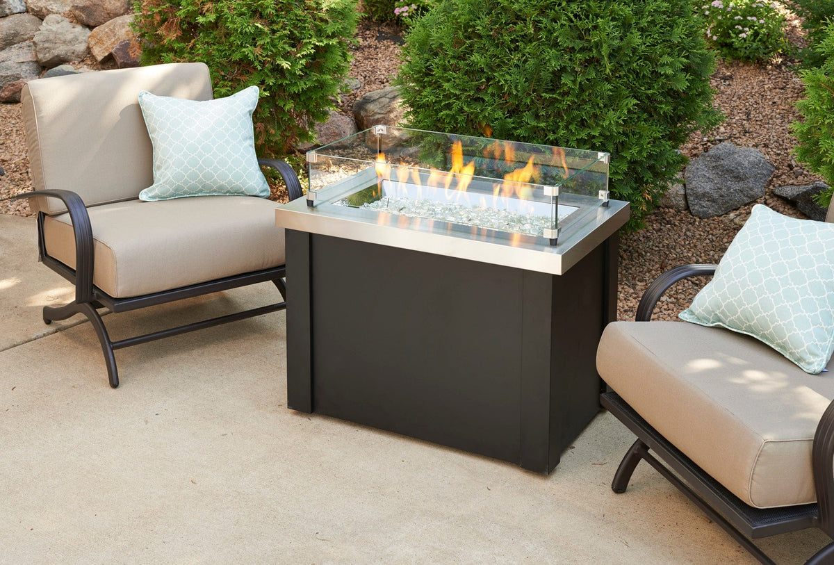 The Outdoor Great Room Fire Features The Outdoor GreatRoom Stainless Steel Providence Rectangular Gas Fire Pit Table / PROV-1224-SS