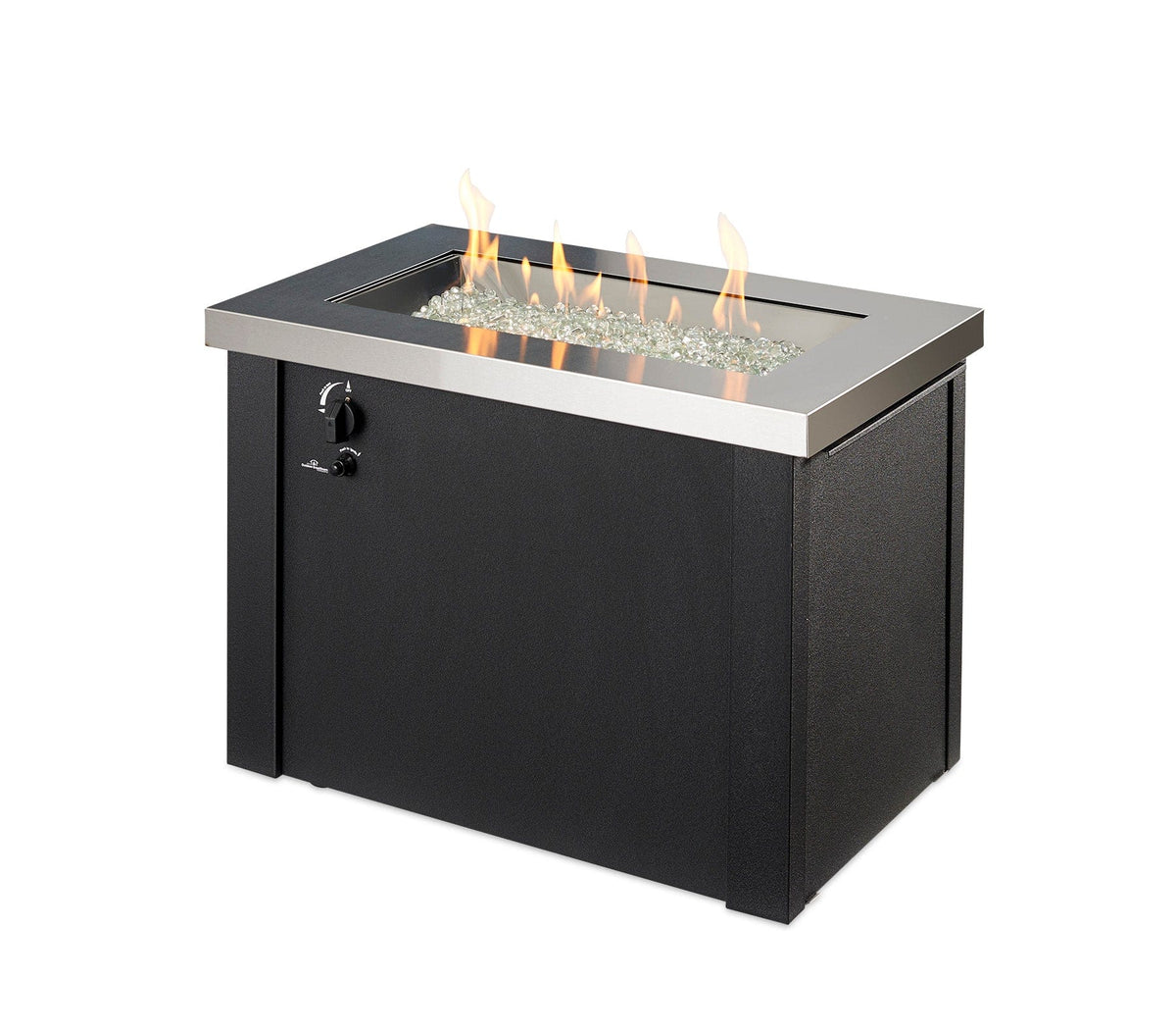 The Outdoor Great Room Fire Features The Outdoor GreatRoom Stainless Steel Providence Rectangular Gas Fire Pit Table / PROV-1224-SS
