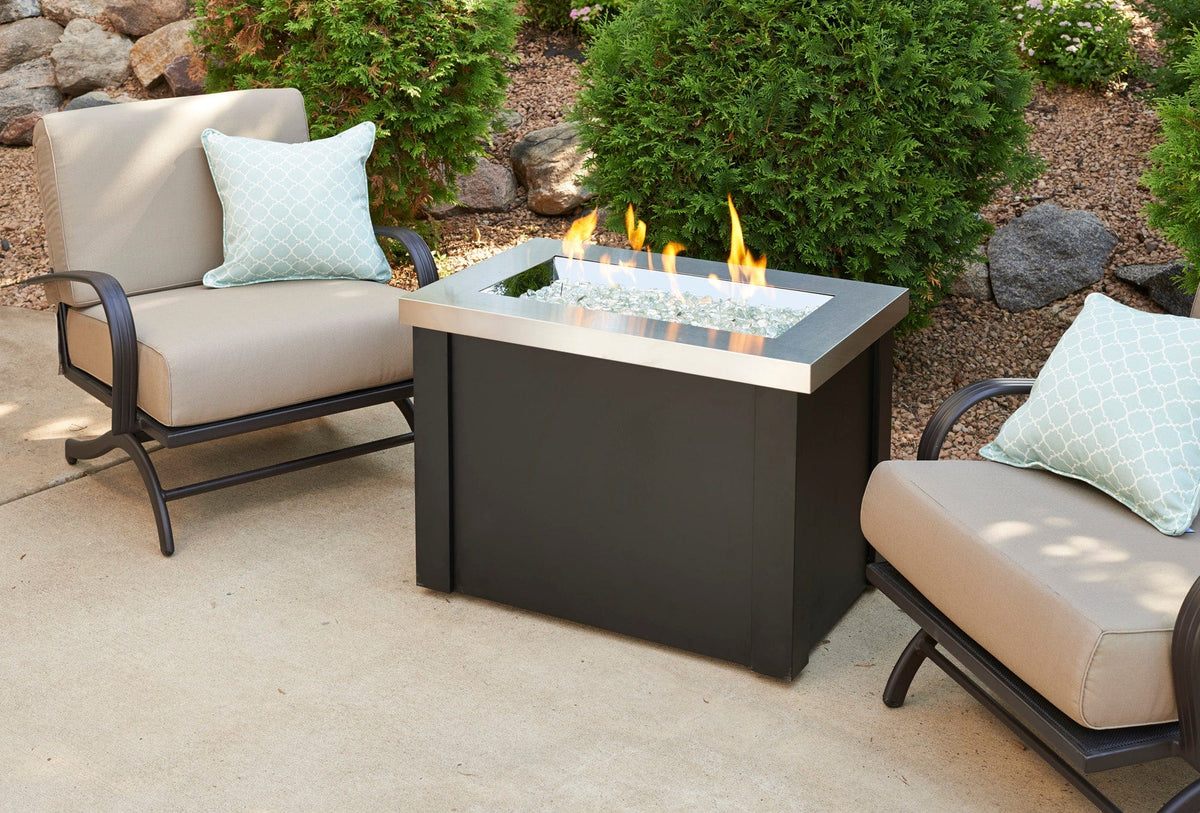 The Outdoor Great Room Fire Features The Outdoor GreatRoom Stainless Steel Providence Rectangular Gas Fire Pit Table / PROV-1224-SS