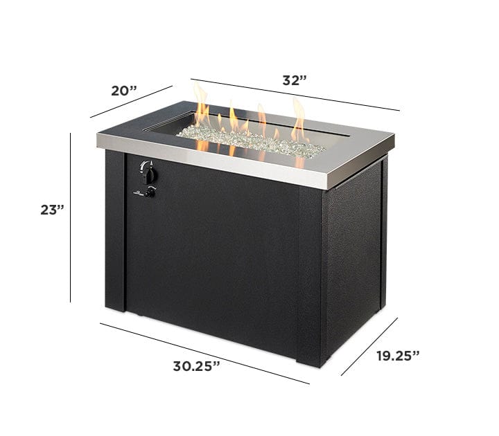The Outdoor Great Room Fire Features The Outdoor GreatRoom Stainless Steel Providence Rectangular Gas Fire Pit Table / PROV-1224-SS