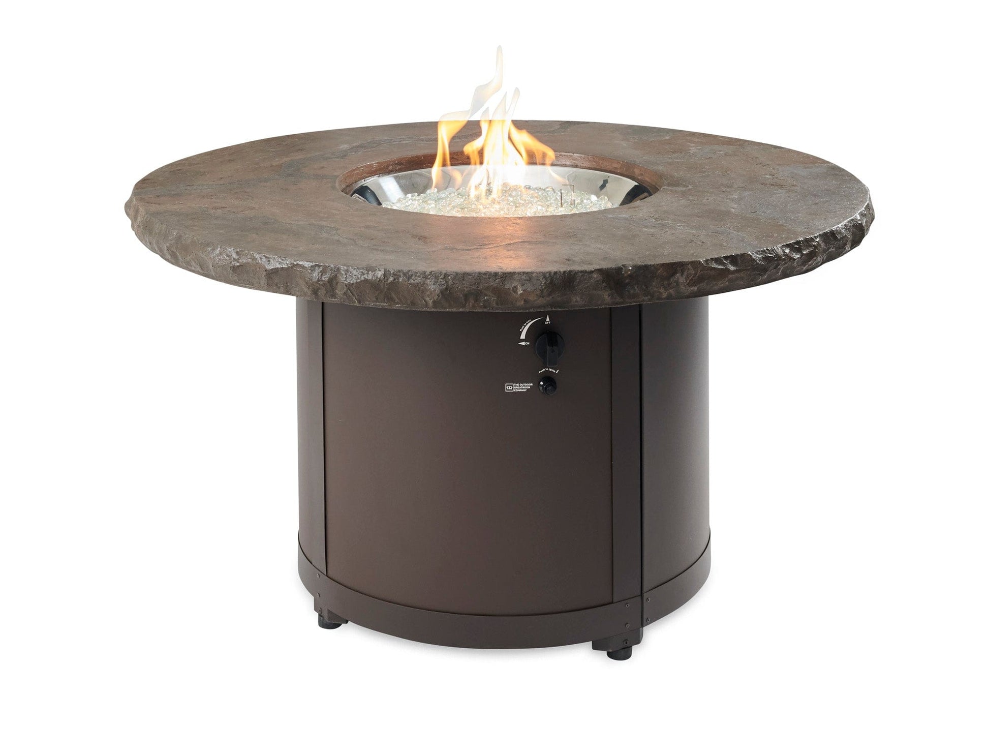 The Outdoor Great Room Fire Features The Outdoor GreatRoom White Onyx or Marbleized Noche Beacon Round Gas Fire Pit Table / BC-20-WO, BC-20-MNB