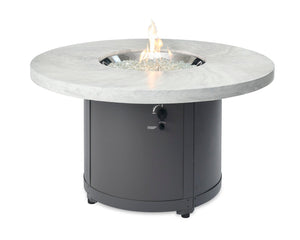 The Outdoor Great Room Fire Features The Outdoor GreatRoom White Onyx or Marbleized Noche Beacon Round Gas Fire Pit Table / BC-20-WO, BC-20-MNB
