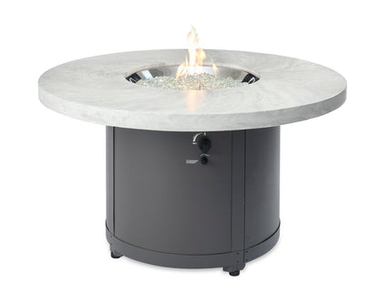 The Outdoor Great Room Fire Features The Outdoor GreatRoom White Onyx or Marbleized Noche Beacon Round Gas Fire Pit Table / BC-20-WO, BC-20-MNB