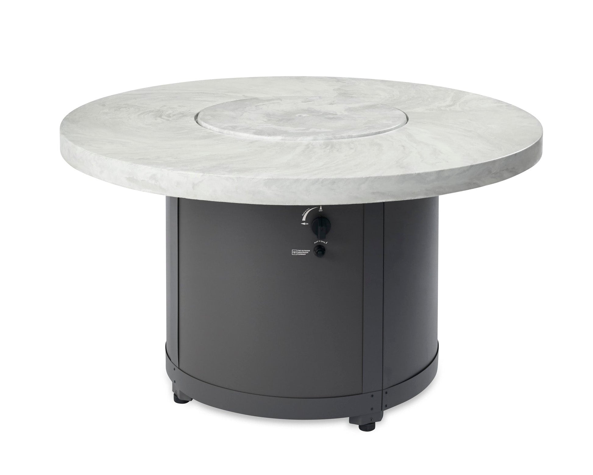 The Outdoor Great Room Fire Features The Outdoor GreatRoom White Onyx or Marbleized Noche Beacon Round Gas Fire Pit Table / BC-20-WO, BC-20-MNB