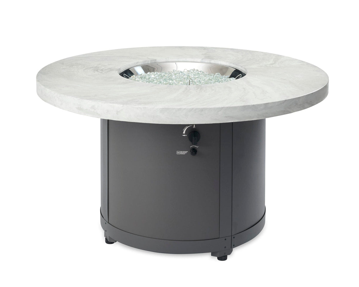 The Outdoor Great Room Fire Features The Outdoor GreatRoom White Onyx or Marbleized Noche Beacon Round Gas Fire Pit Table / BC-20-WO, BC-20-MNB