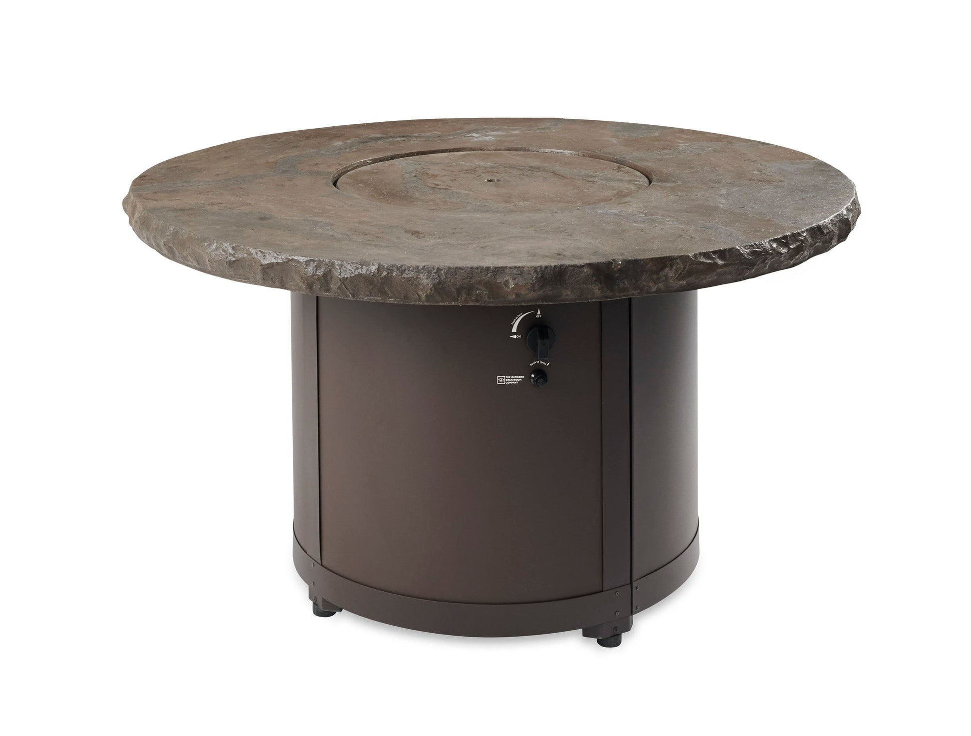 The Outdoor Great Room Fire Features The Outdoor GreatRoom White Onyx or Marbleized Noche Beacon Round Gas Fire Pit Table / BC-20-WO, BC-20-MNB