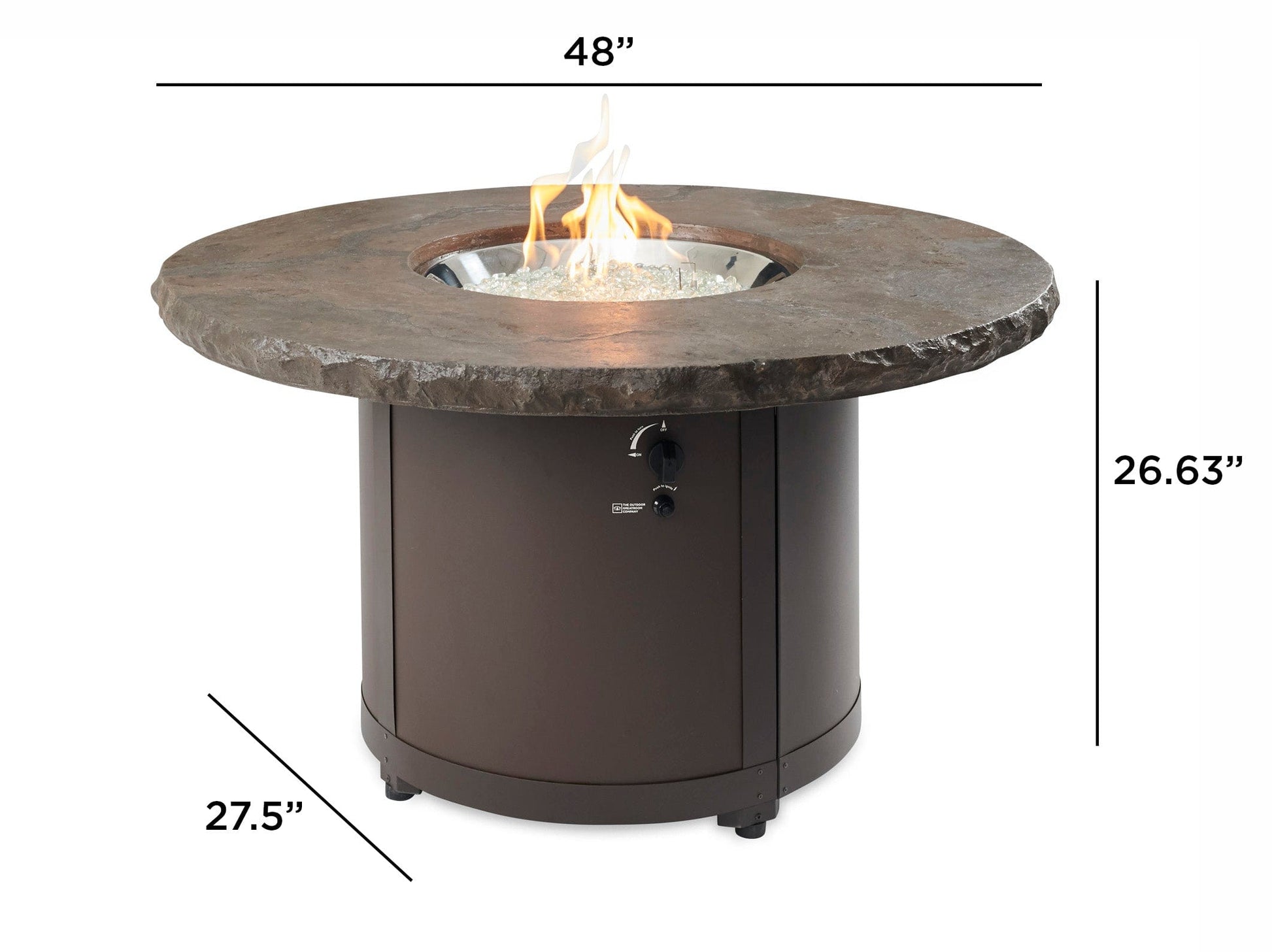 The Outdoor Great Room Fire Features The Outdoor GreatRoom White Onyx or Marbleized Noche Beacon Round Gas Fire Pit Table / BC-20-WO, BC-20-MNB