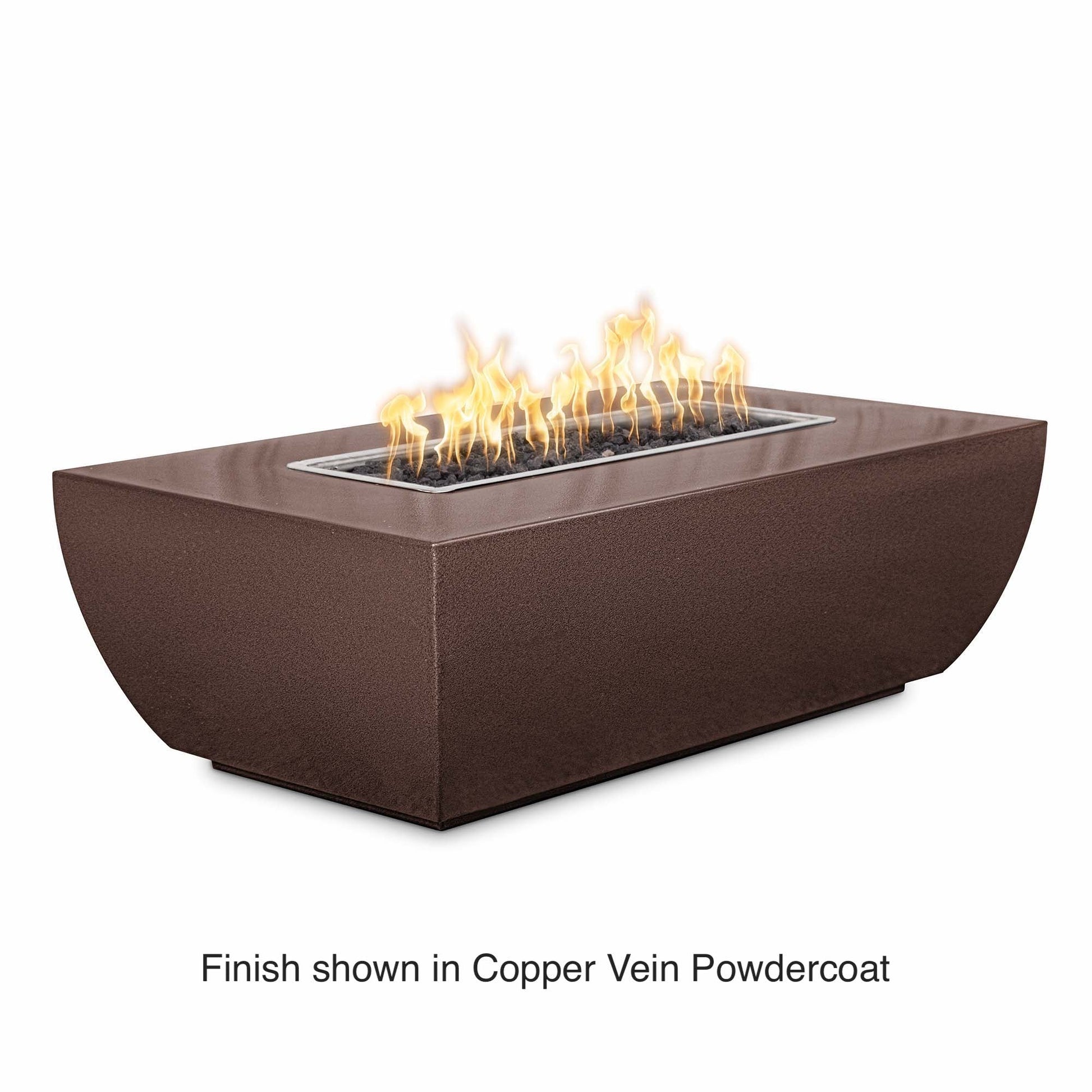 The Outdoor Plus Fire Features The Outdoor Plus 15" Tall 48", 60", 72", 84" Rectangular Avalon Powder Coated Fire Pit / OPT-AVLPCxx15, OPT-AVLPCxx15FSML, OPT-AVLPCxx15FSEN, OPT-AVLPCxx15E12V, OPT-AVLPCxx15EKIT