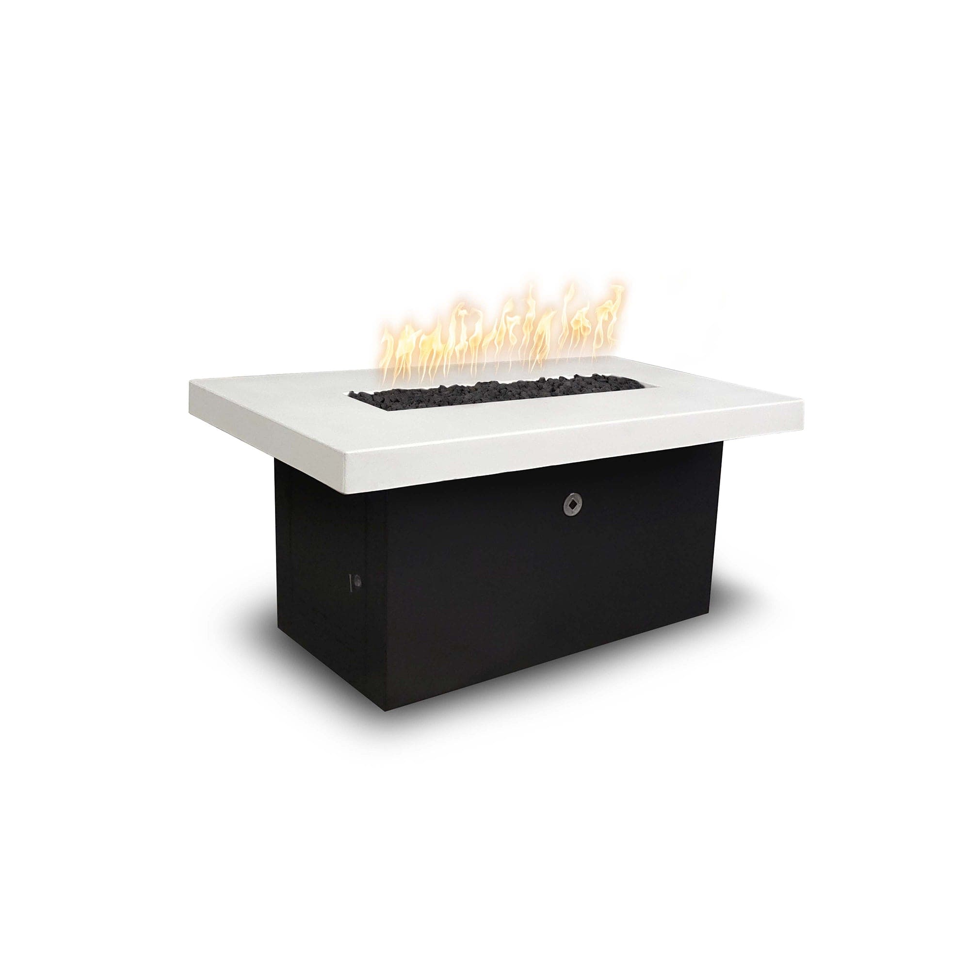 The Outdoor Plus Fire Features The Outdoor Plus 36", 48", 60", 72" Alberta Black & White Fire Table - Powder Coat Base + GFRC Top / OPT-ALBPCxx-BWC, OPT-ALBPCxx-BWCFSML, OPT-ALBPCxx-BWCFSEN, OPT-ALBPCxx-BWCE12V, OPT-ALBPCxx-BWCEKIT
