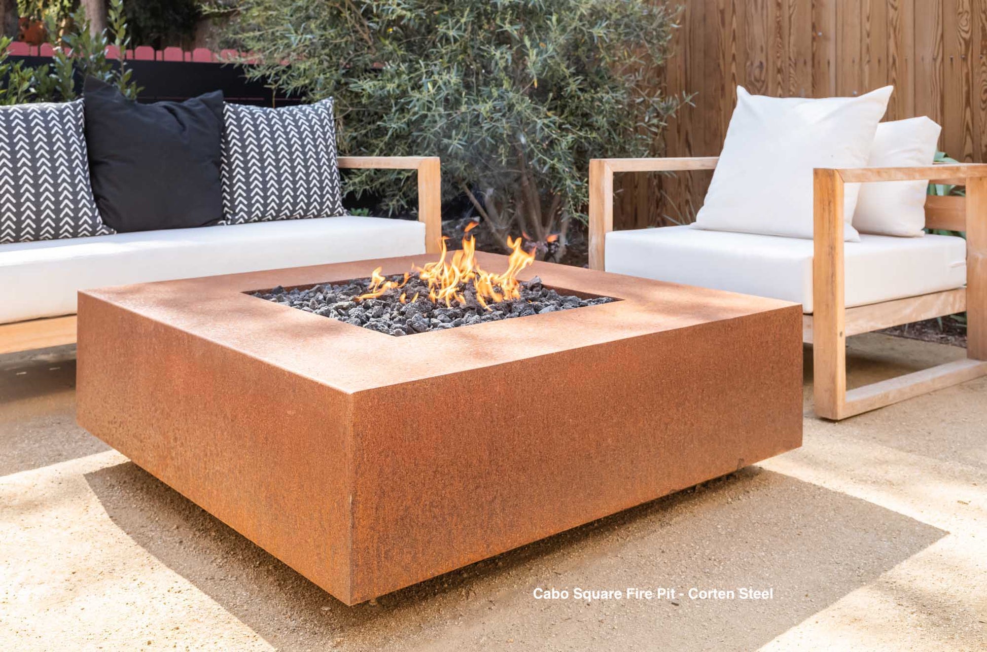 The Outdoor Plus Fire Features The Outdoor Plus 36", 48", 60" Square Cabo Fire Pit  - Metal Collection / OPT-CBSQxxCPR, OPT-CBSQxxCS, OPT-CBSQxxSS, OPT-CBSQxxPC