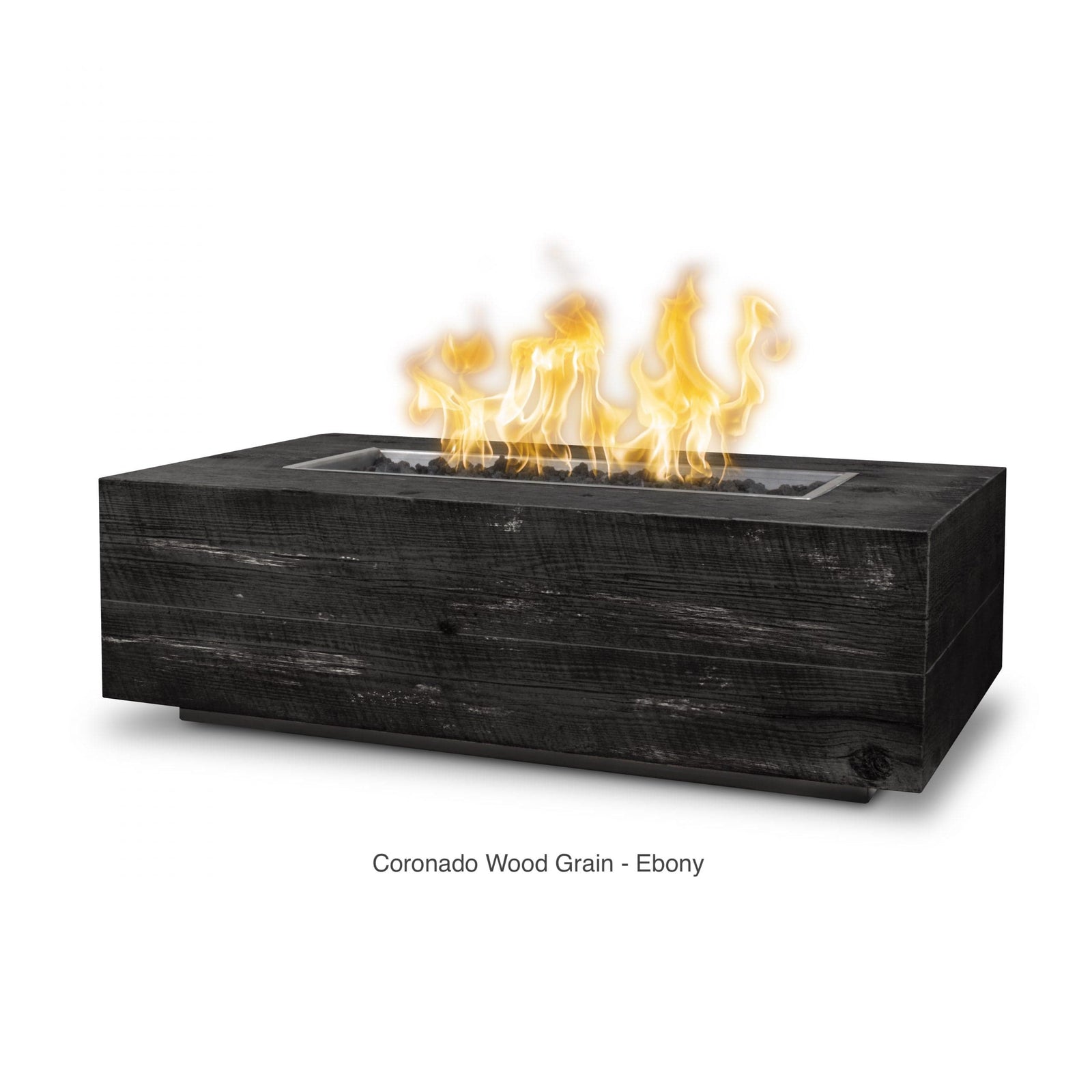 The Outdoor Plus Fire Features The Outdoor Plus 48", 60", 72", 84", 96", 108", 120" Rectangular Coronado Wood Grain GFRC Concrete Fire Pit / OPT-COR48, OPT-COR60, OPT-COR72, OPT-COR84, OPT-COR96, OPT-COR108, OPT-COR120