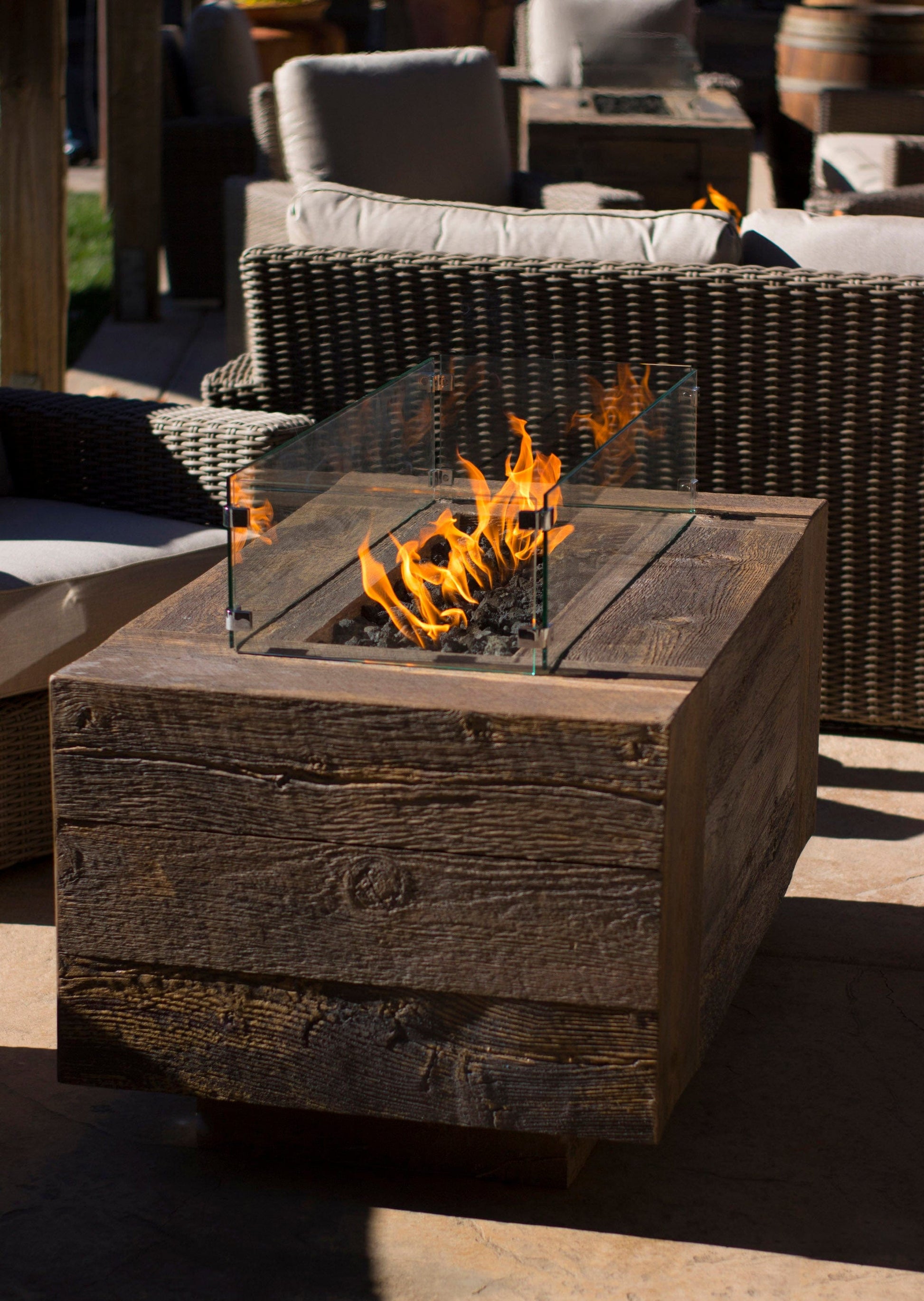 The Outdoor Plus Fire Features The Outdoor Plus 48", 60", 72", 84", 96", 108", 120" Rectangular Wood Grain GFRC Concrete Catalina Fire Pit / OPT-CTL48, OPT-CTL60, OPT-CTL72, OPT-CTL84, OPT-CTL96, OPT-CTL108, OPT-CTL120
