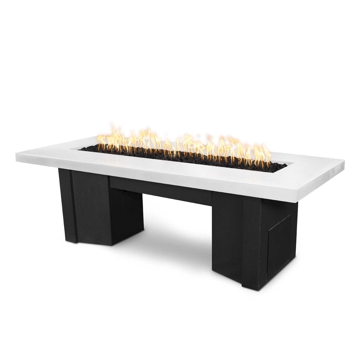 The Outdoor Plus Fire Features The Outdoor Plus 48&quot;, 60&quot;, 78&quot; Alameda Rectangular Fire Table - Powder Coated White Top &amp; Black Base / OPT-ALMPCxx-BWC, OPT-ALMPCxx-BWCFSML, OPT-ALMPCxx-BWCFSEN, OPT-ALMPCxx-BWCE12V, OPT-ALMPCxx-BWCEKIT