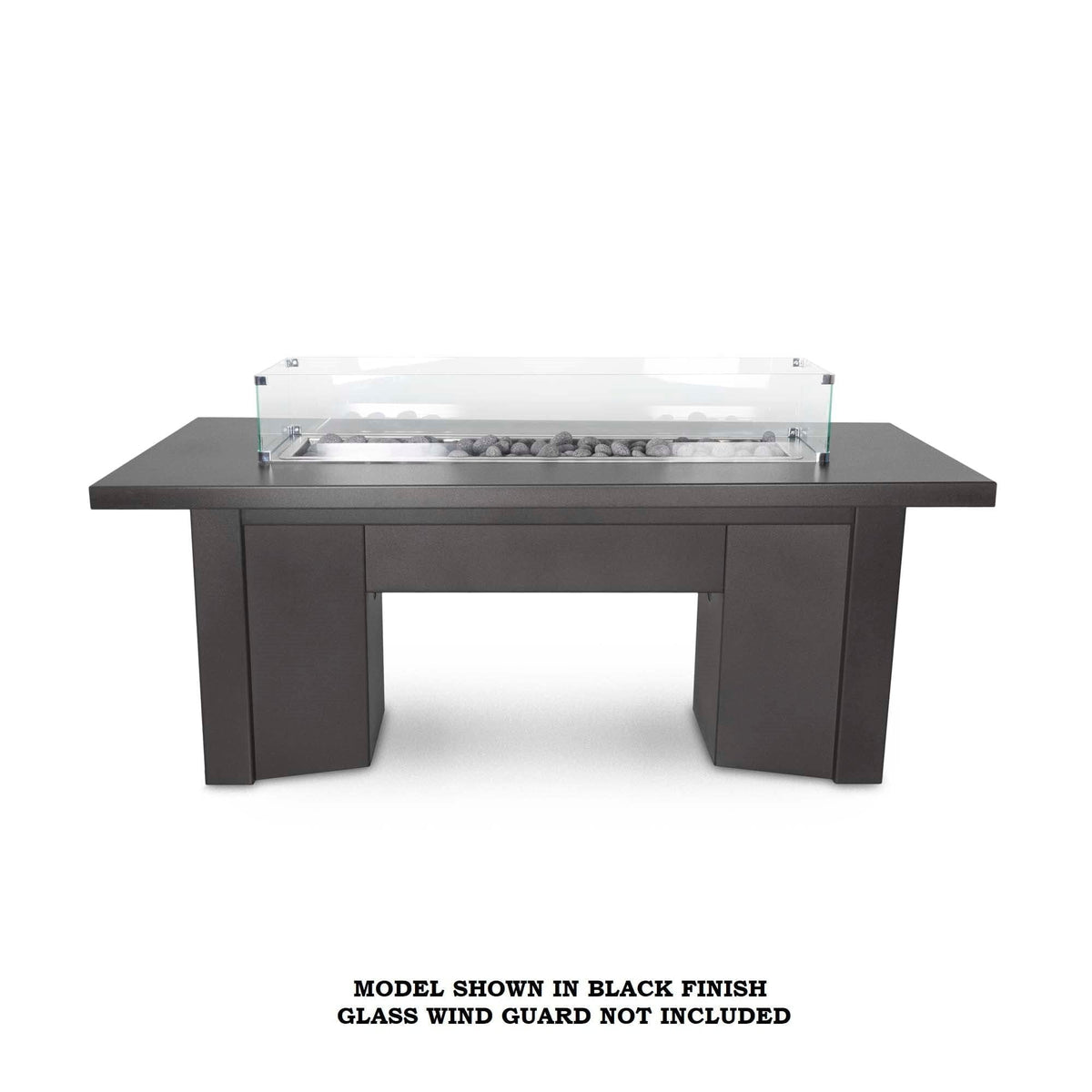 The Outdoor Plus Fire Features Match Lit Ignition / Black (-BLK) / Natural Gas The Outdoor Plus 48&quot; Alameda Linear Powder Coated Rectangle Fire Table / OPT-ALMPC48, OPT-ALMPC48FSML, OPT-ALMPC48FSEN, OPT-ALMPC48E12V, OPT-ALMPC48EKIT