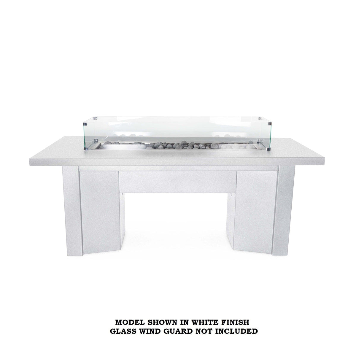 The Outdoor Plus Fire Features Match Lit Ignition / White (-WHT) / Natural Gas The Outdoor Plus 48&quot; Alameda Linear Powder Coated Rectangle Fire Table / OPT-ALMPC48, OPT-ALMPC48FSML, OPT-ALMPC48FSEN, OPT-ALMPC48E12V, OPT-ALMPC48EKIT