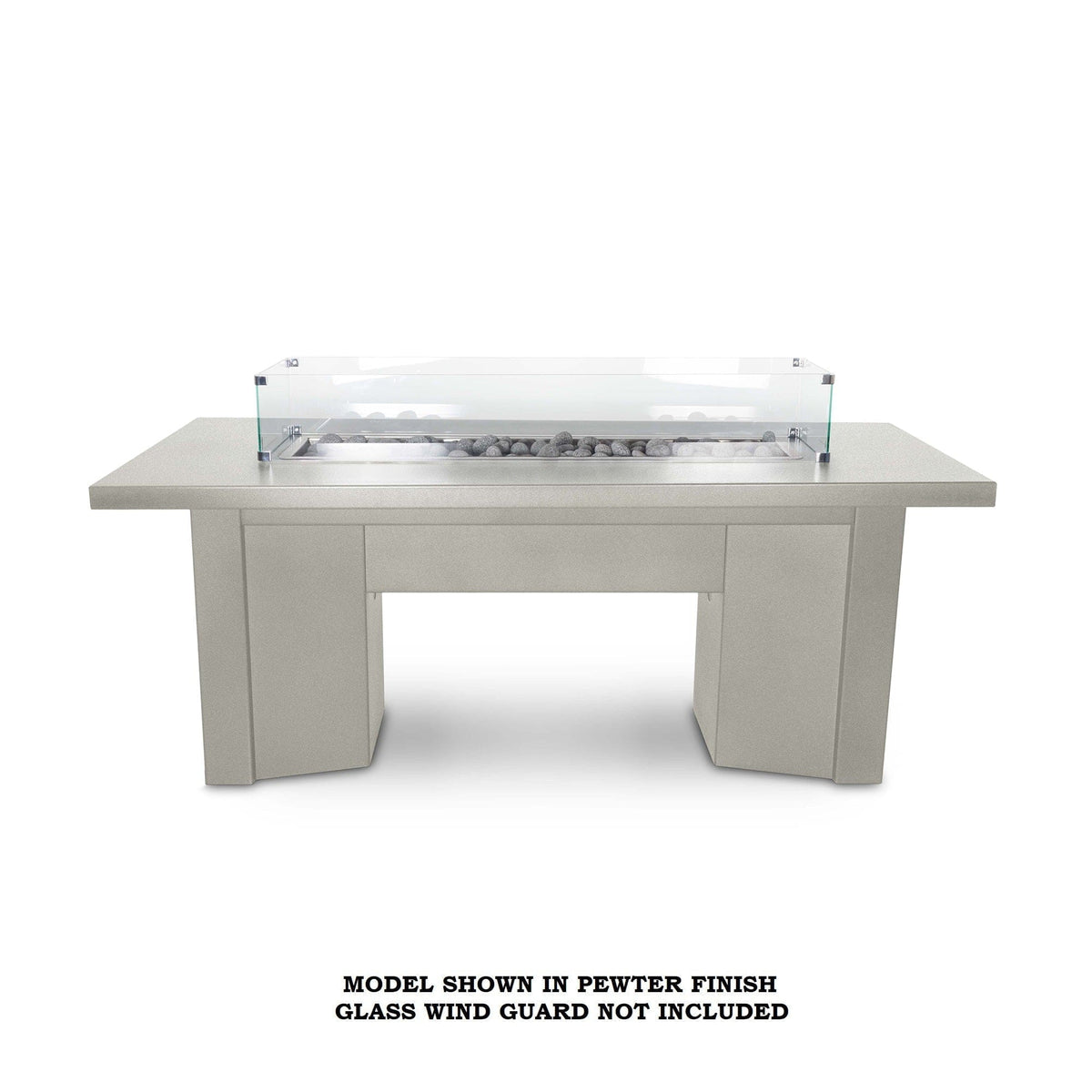 The Outdoor Plus Fire Features Match Lit Ignition / Pewter (-PEW) / Natural Gas The Outdoor Plus 48&quot; Alameda Linear Powder Coated Rectangle Fire Table / OPT-ALMPC48, OPT-ALMPC48FSML, OPT-ALMPC48FSEN, OPT-ALMPC48E12V, OPT-ALMPC48EKIT