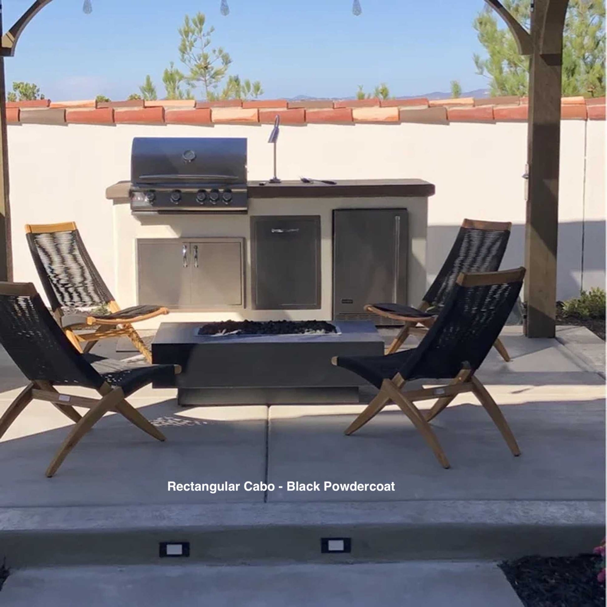 The Outdoor Plus 56", 66", 90" Rectangular Cabo Fire Pit - Metal Collection / OPT-CBLNxxCPR, OPT-CBLNxxCS, OPT-CBLNxxSS, OPT-CBLNxxPC - OutdoorKitchenPro