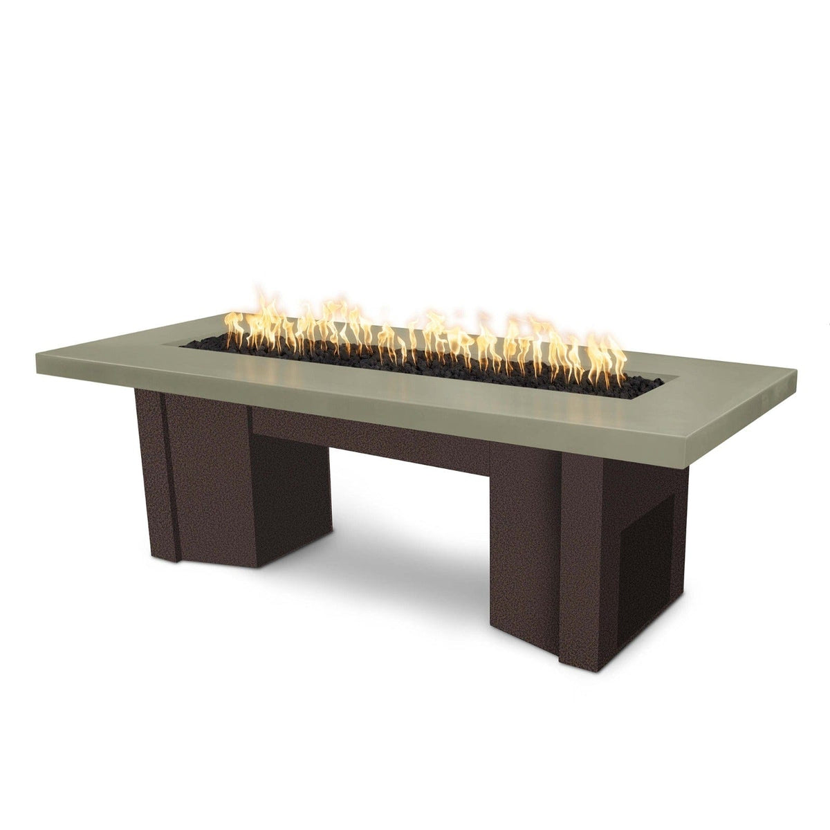 The Outdoor Plus Fire Features Ash (-ASH) / Copper Vein Powder Coated Steel (-CPV) The Outdoor Plus 60&quot; Alameda Fire Table Smooth Concrete in Liquid Propane - 110V Plug &amp; Play Electronic Ignition / OPT-ALMGFRC60EKIT-LP