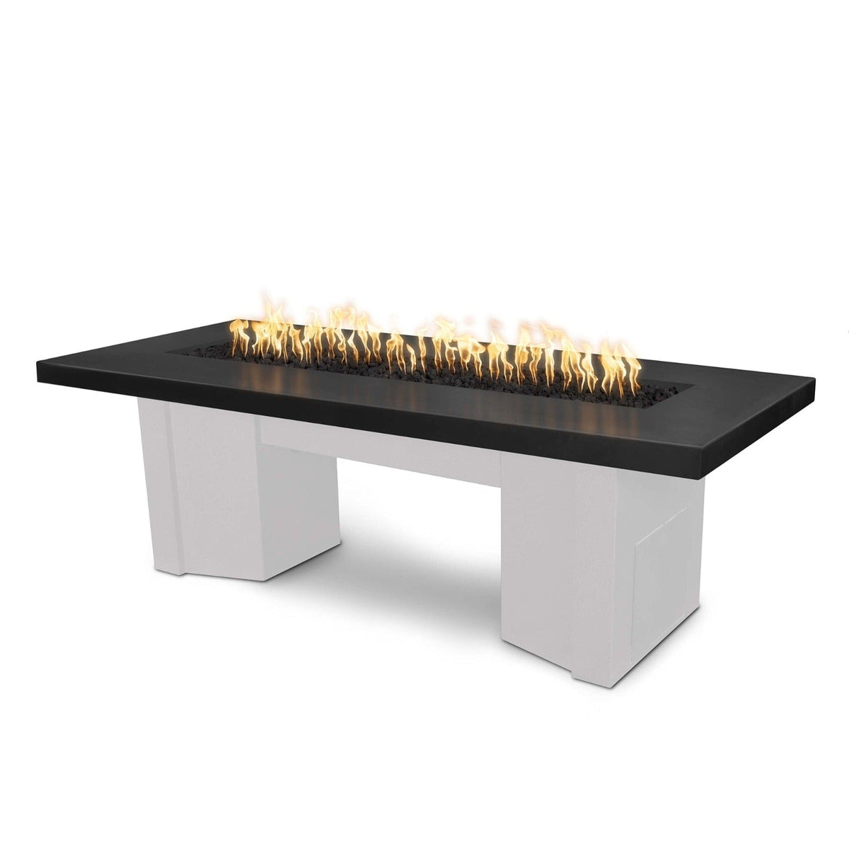 The Outdoor Plus Fire Features Black (-BLK) / White Powder Coated Steel (-WHT) The Outdoor Plus 60&quot; Alameda Fire Table Smooth Concrete in Liquid Propane - 110V Plug &amp; Play Electronic Ignition / OPT-ALMGFRC60EKIT-LP