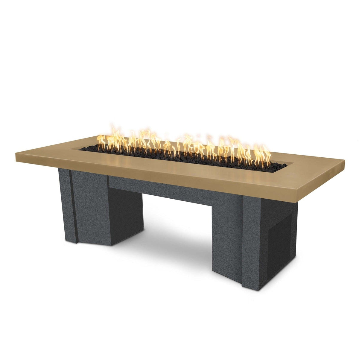 The Outdoor Plus Fire Features Brown (-BRN) / Silver Vein Powder Coated Steel (-SLV) The Outdoor Plus 60&quot; Alameda Fire Table Smooth Concrete in Liquid Propane - 110V Plug &amp; Play Electronic Ignition / OPT-ALMGFRC60EKIT-LP