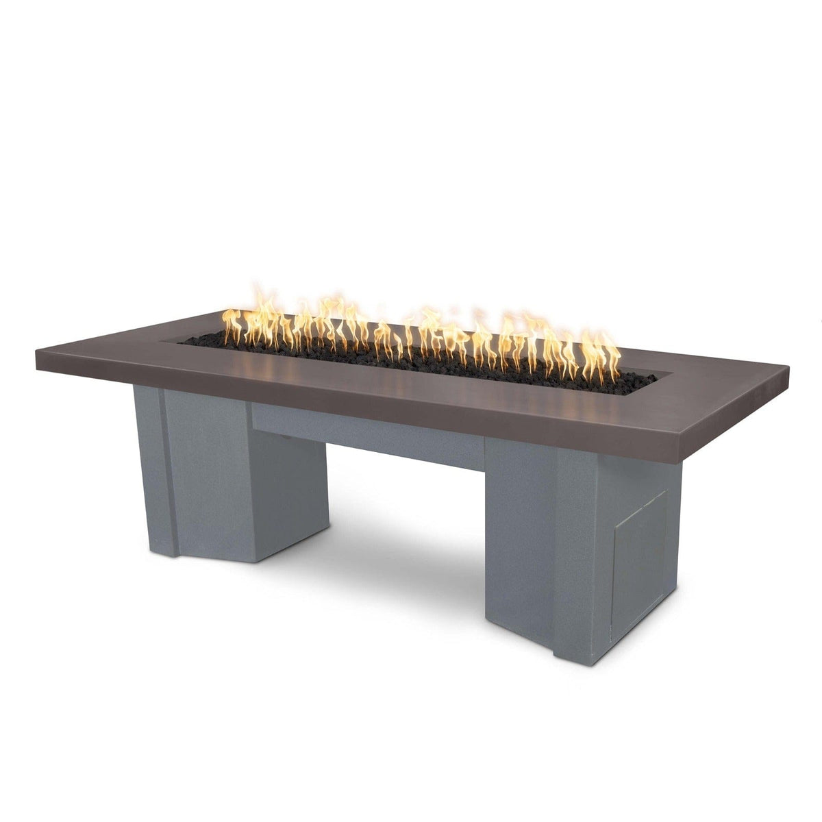 The Outdoor Plus Fire Features Chestnut (-CST) / Gray Powder Coated Steel (-GRY) The Outdoor Plus 60&quot; Alameda Fire Table Smooth Concrete in Liquid Propane - 110V Plug &amp; Play Electronic Ignition / OPT-ALMGFRC60EKIT-LP