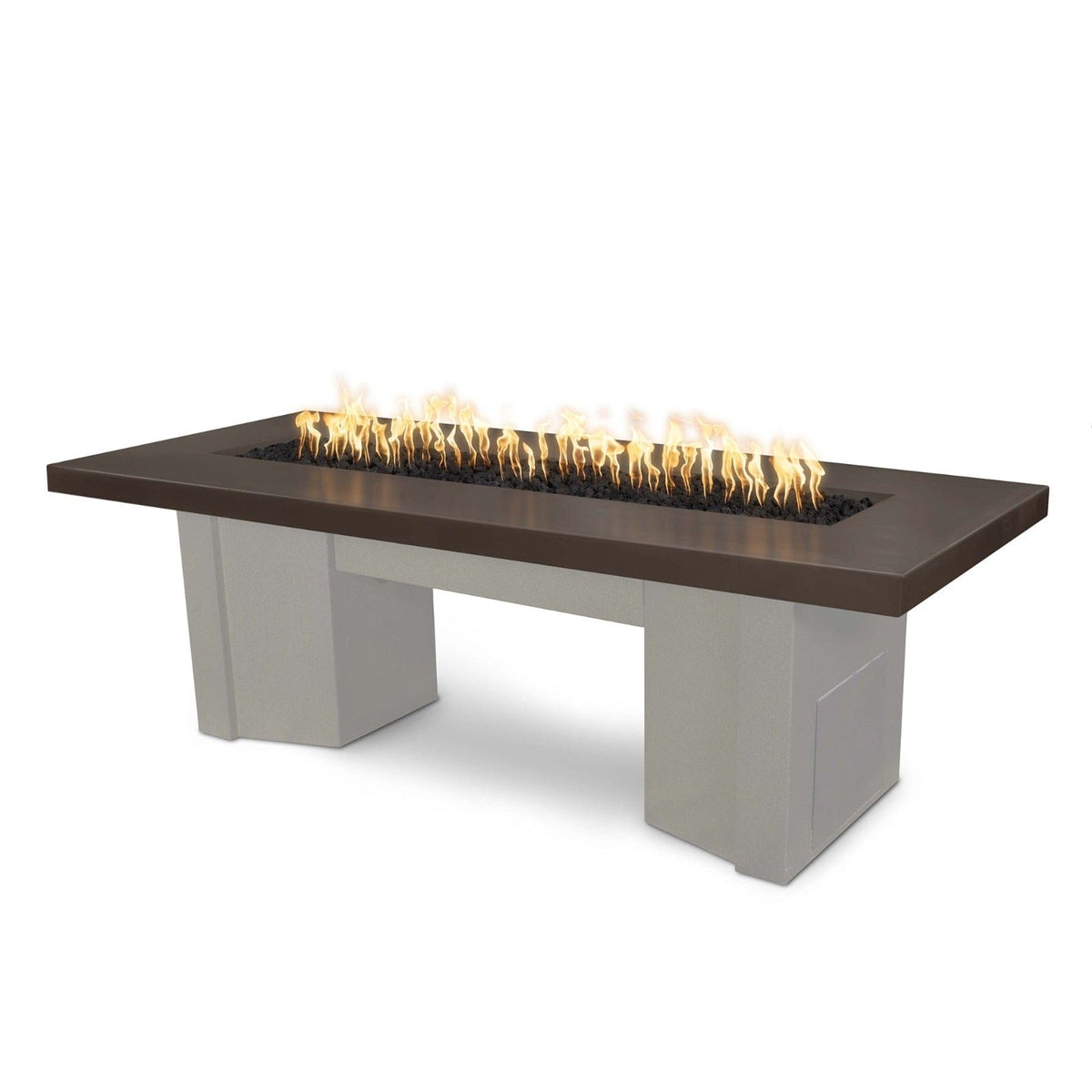 The Outdoor Plus Fire Features Chocolate (-CHC) / Pewter Powder Coated Steel (-PEW) The Outdoor Plus 60&quot; Alameda Fire Table Smooth Concrete in Liquid Propane - 110V Plug &amp; Play Electronic Ignition / OPT-ALMGFRC60EKIT-LP