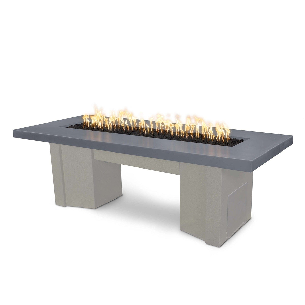 The Outdoor Plus Fire Features Gray (-GRY) / Pewter Powder Coated Steel (-PEW) The Outdoor Plus 60&quot; Alameda Fire Table Smooth Concrete in Liquid Propane - 110V Plug &amp; Play Electronic Ignition / OPT-ALMGFRC60EKIT-LP