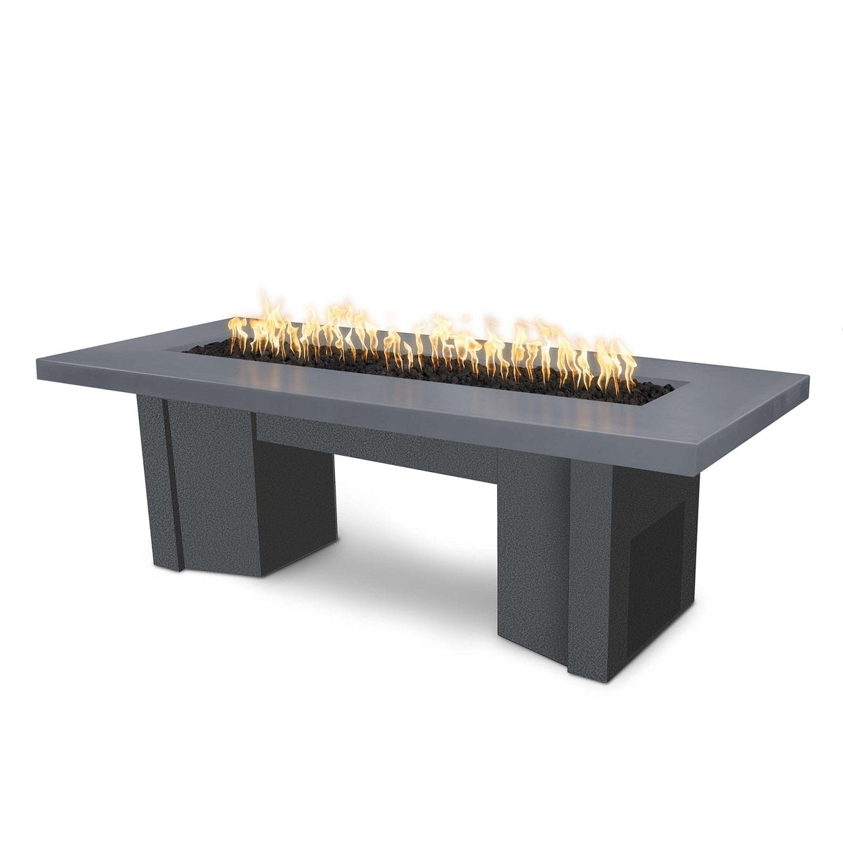 The Outdoor Plus Fire Features Gray (-GRY) / Silver Vein Powder Coated Steel (-SLV) The Outdoor Plus 60&quot; Alameda Fire Table Smooth Concrete in Liquid Propane - 110V Plug &amp; Play Electronic Ignition / OPT-ALMGFRC60EKIT-LP