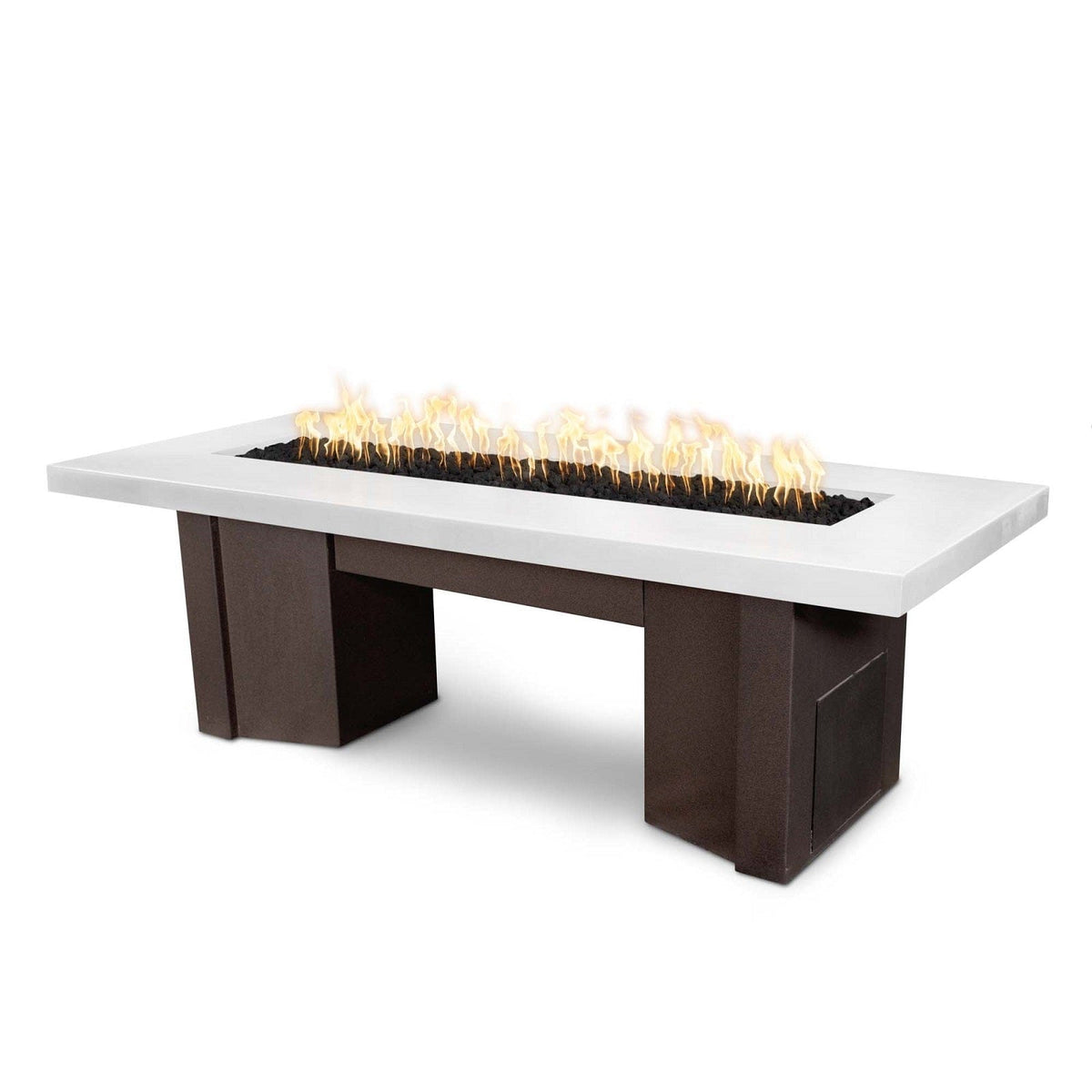 The Outdoor Plus Fire Features Limestone (-LIM) / Java Powder Coated Steel (-JAV) The Outdoor Plus 60&quot; Alameda Fire Table Smooth Concrete in Liquid Propane - 110V Plug &amp; Play Electronic Ignition / OPT-ALMGFRC60EKIT-LP