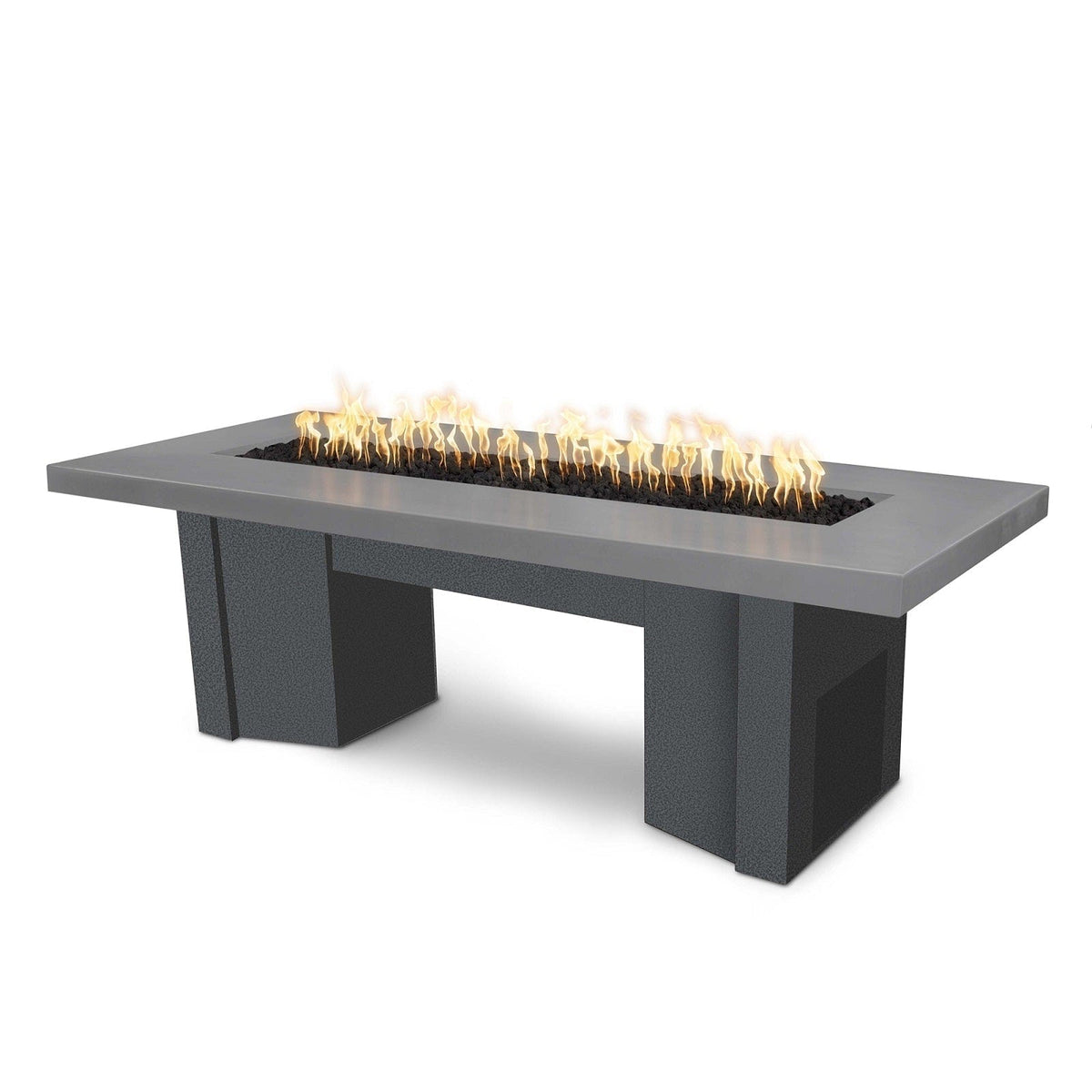 The Outdoor Plus Fire Features Natural Gray (-NGY) / Silver Vein Powder Coated Steel (-SLV) The Outdoor Plus 60&quot; Alameda Fire Table Smooth Concrete in Liquid Propane - 110V Plug &amp; Play Electronic Ignition / OPT-ALMGFRC60EKIT-LP