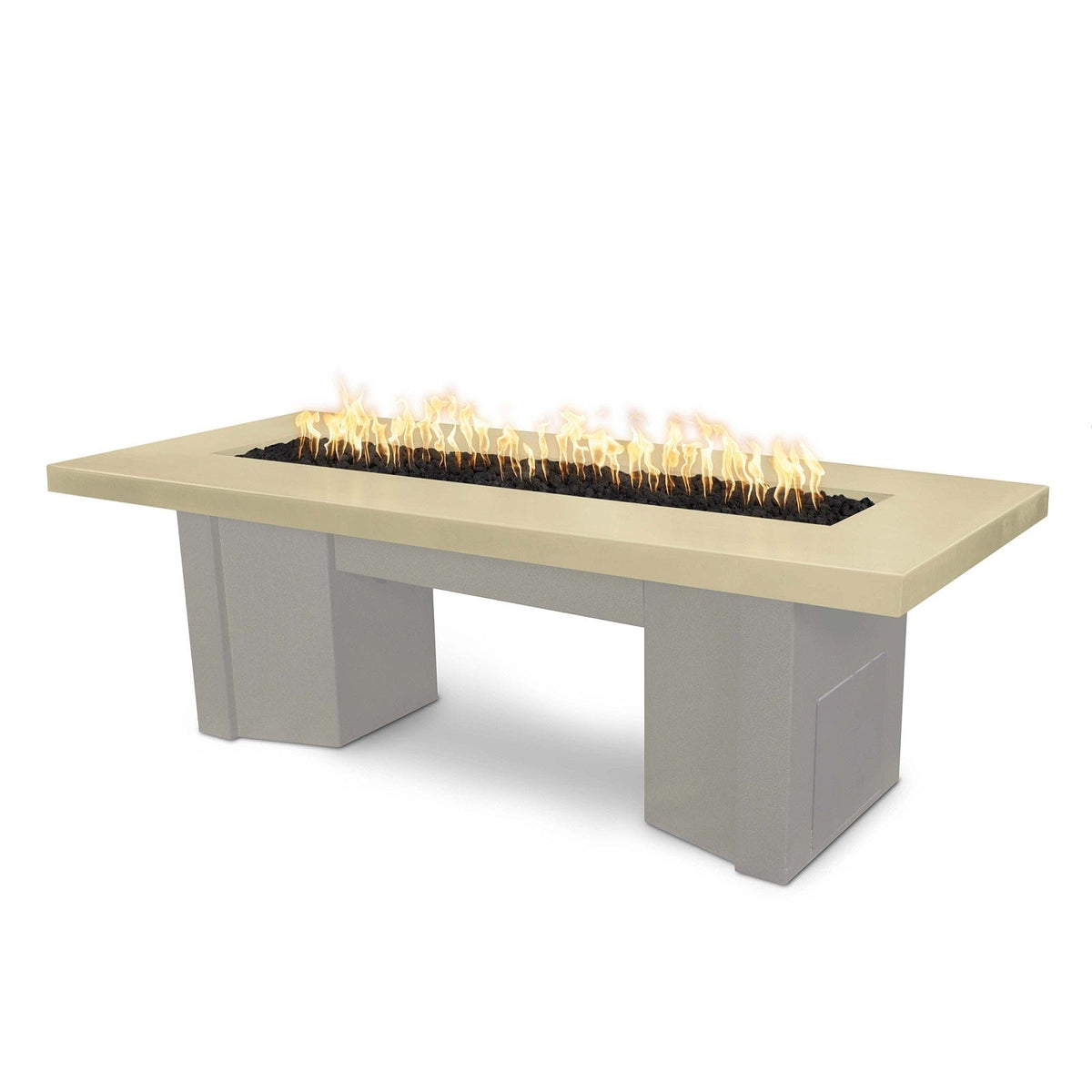 The Outdoor Plus Fire Features Vanilla (-VAN) / Pewter Powder Coated Steel (-PEW) The Outdoor Plus 60&quot; Alameda Fire Table Smooth Concrete in Liquid Propane - 110V Plug &amp; Play Electronic Ignition / OPT-ALMGFRC60EKIT-LP