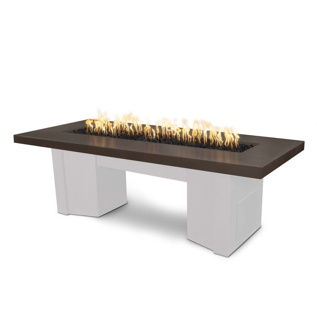The Outdoor Plus Fire Features Chocolate (-CHC) / White Powder Coated Steel (-WHT) The Outdoor Plus 60&quot; Alameda Fire Table Smooth Concrete in Liquid Propane - 12V Electronic Ignition / OPT-ALMGFRC60E12V-LP