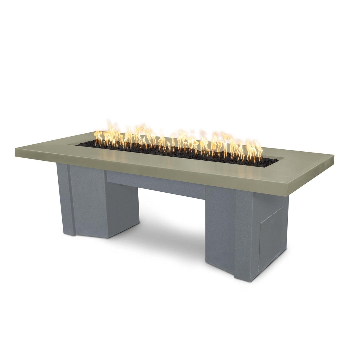 The Outdoor Plus Fire Features Ash (-ASH) / Gray Powder Coated Steel (-GRY) The Outdoor Plus 60&quot; Alameda Fire Table Smooth Concrete in Liquid Propane - Flame Sense System with Push Button Spark Igniter / OPT-ALMGFRC60FSEN-LP