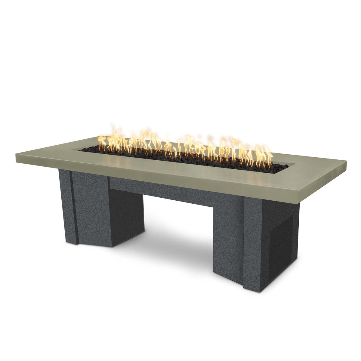 The Outdoor Plus Fire Features Ash (-ASH) / Silver Vein Powder Coated Steel (-SLV) The Outdoor Plus 60&quot; Alameda Fire Table Smooth Concrete in Liquid Propane - Flame Sense System with Push Button Spark Igniter / OPT-ALMGFRC60FSEN-LP