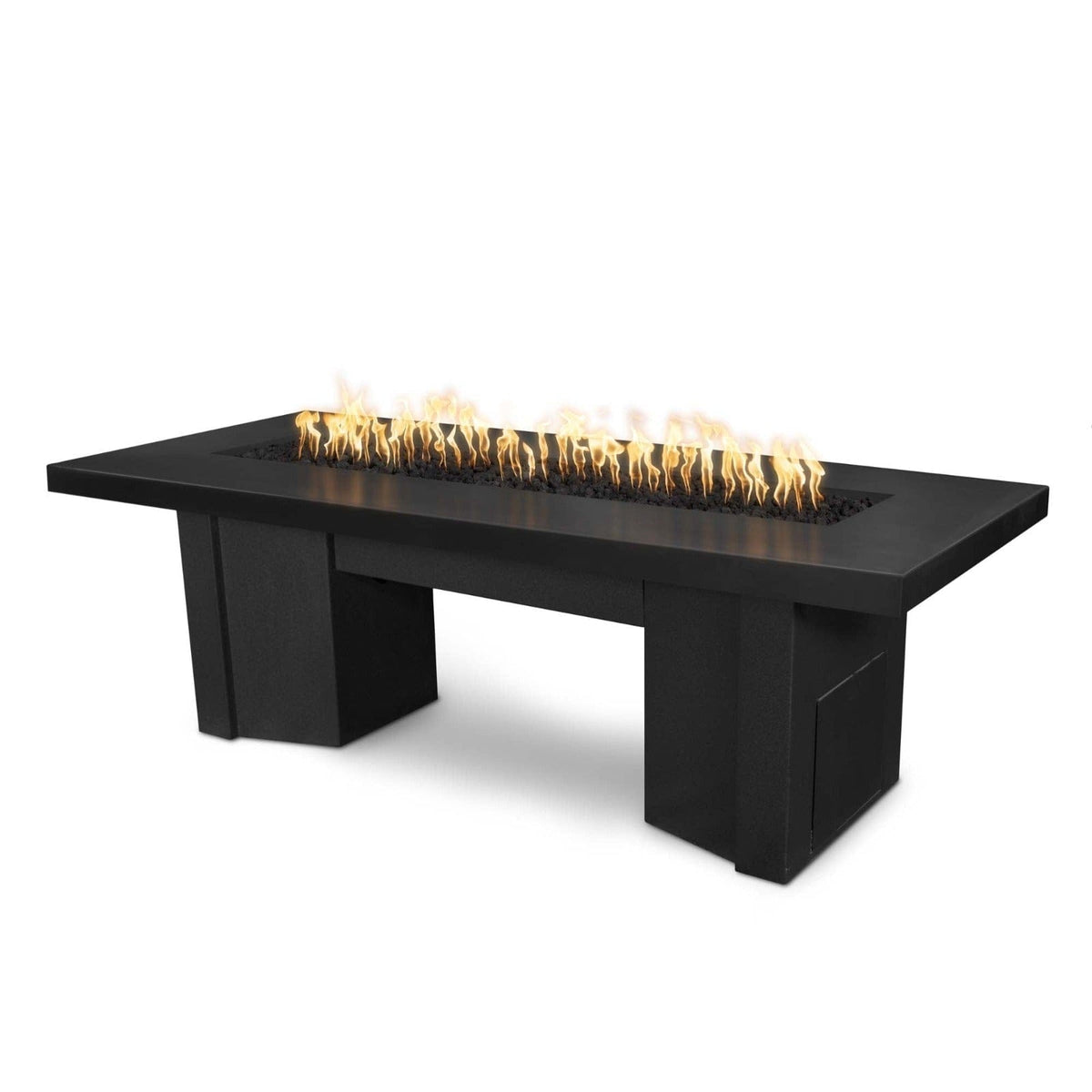 The Outdoor Plus Fire Features Black (-BLK) / Black Powder Coated Steel (-BLK) The Outdoor Plus 60&quot; Alameda Fire Table Smooth Concrete in Liquid Propane - Flame Sense System with Push Button Spark Igniter / OPT-ALMGFRC60FSEN-LP