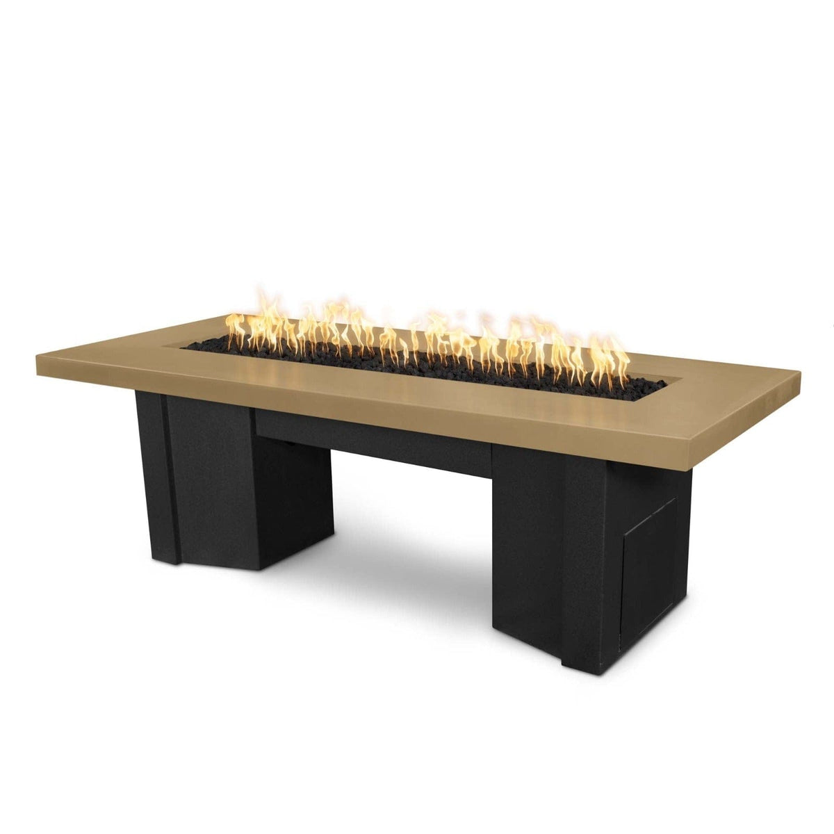 The Outdoor Plus Fire Features Brown (-BRN) / Black Powder Coated Steel (-BLK) The Outdoor Plus 60&quot; Alameda Fire Table Smooth Concrete in Liquid Propane - Flame Sense System with Push Button Spark Igniter / OPT-ALMGFRC60FSEN-LP
