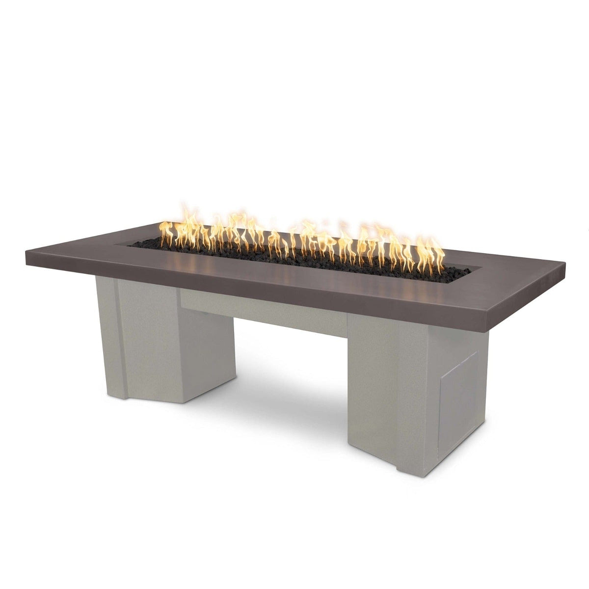 The Outdoor Plus Fire Features Chestnut (-CST) / Pewter Powder Coated Steel (-PEW) The Outdoor Plus 60&quot; Alameda Fire Table Smooth Concrete in Liquid Propane - Flame Sense System with Push Button Spark Igniter / OPT-ALMGFRC60FSEN-LP