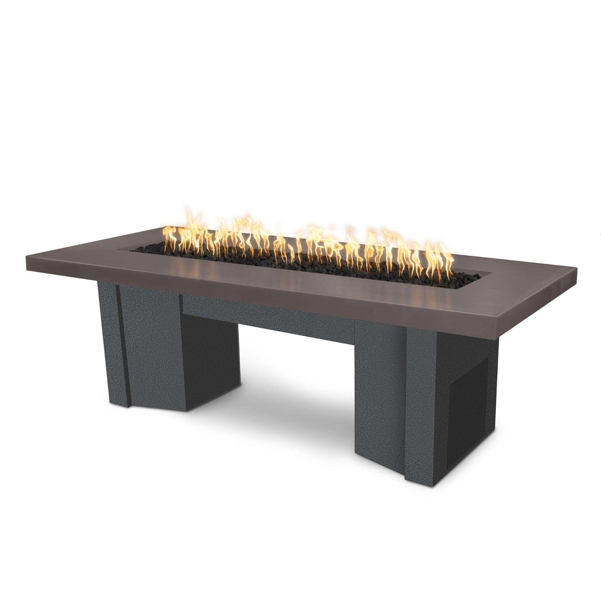 The Outdoor Plus Fire Features Chestnut (-CST) / Silver Vein Powder Coated Steel (-SLV) The Outdoor Plus 60&quot; Alameda Fire Table Smooth Concrete in Liquid Propane - Flame Sense System with Push Button Spark Igniter / OPT-ALMGFRC60FSEN-LP